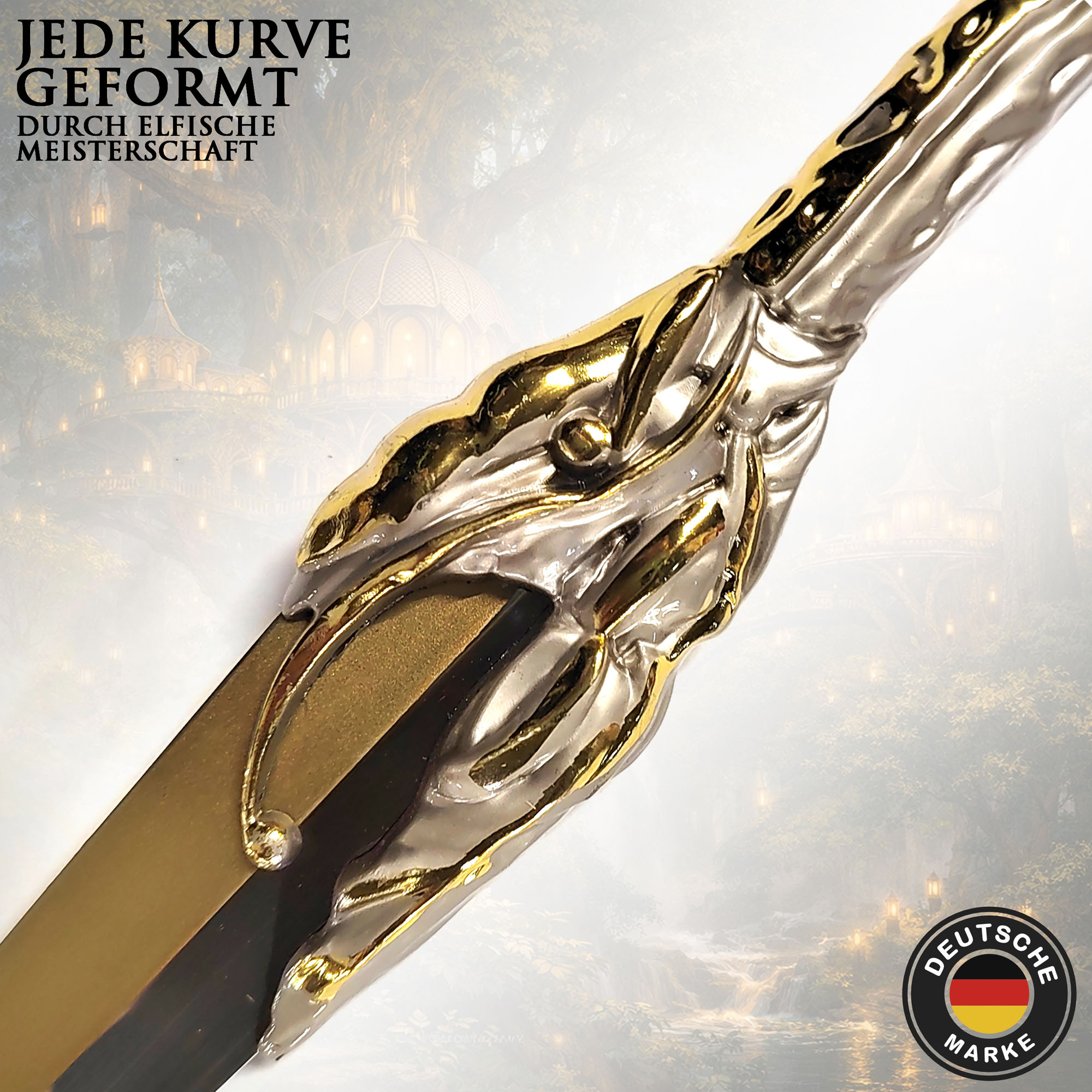 Herr der Ringe: Die Ringe der Macht Galadriel Dolch mit Scheide 48cm | Elben Replik aus Stahl | The Rings of Power Cosplay Waffe & Sammlerstück