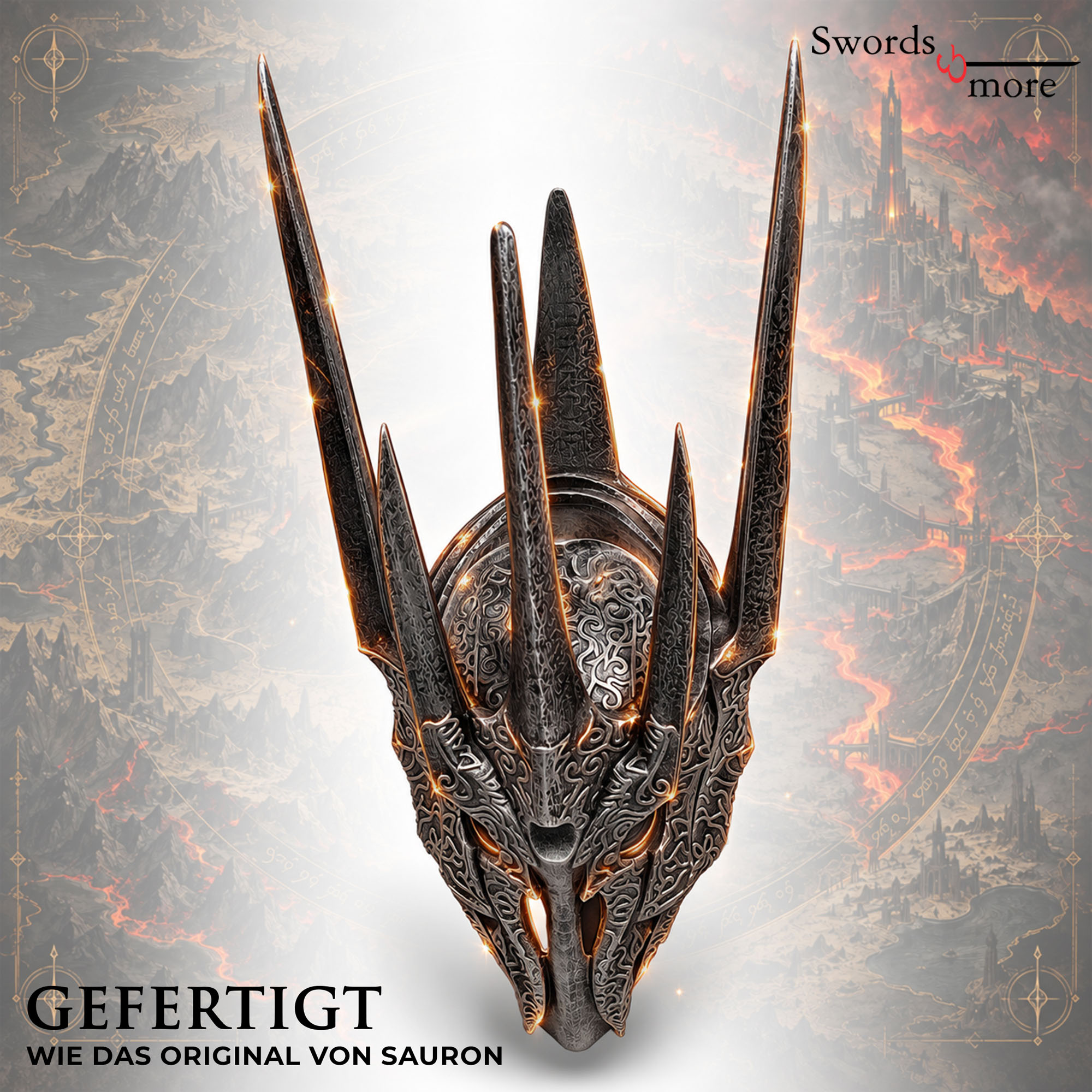 Herr Der Ringe Sauron Helm Resin Replika Deko Inkl Holzständer Stativ 66 cm