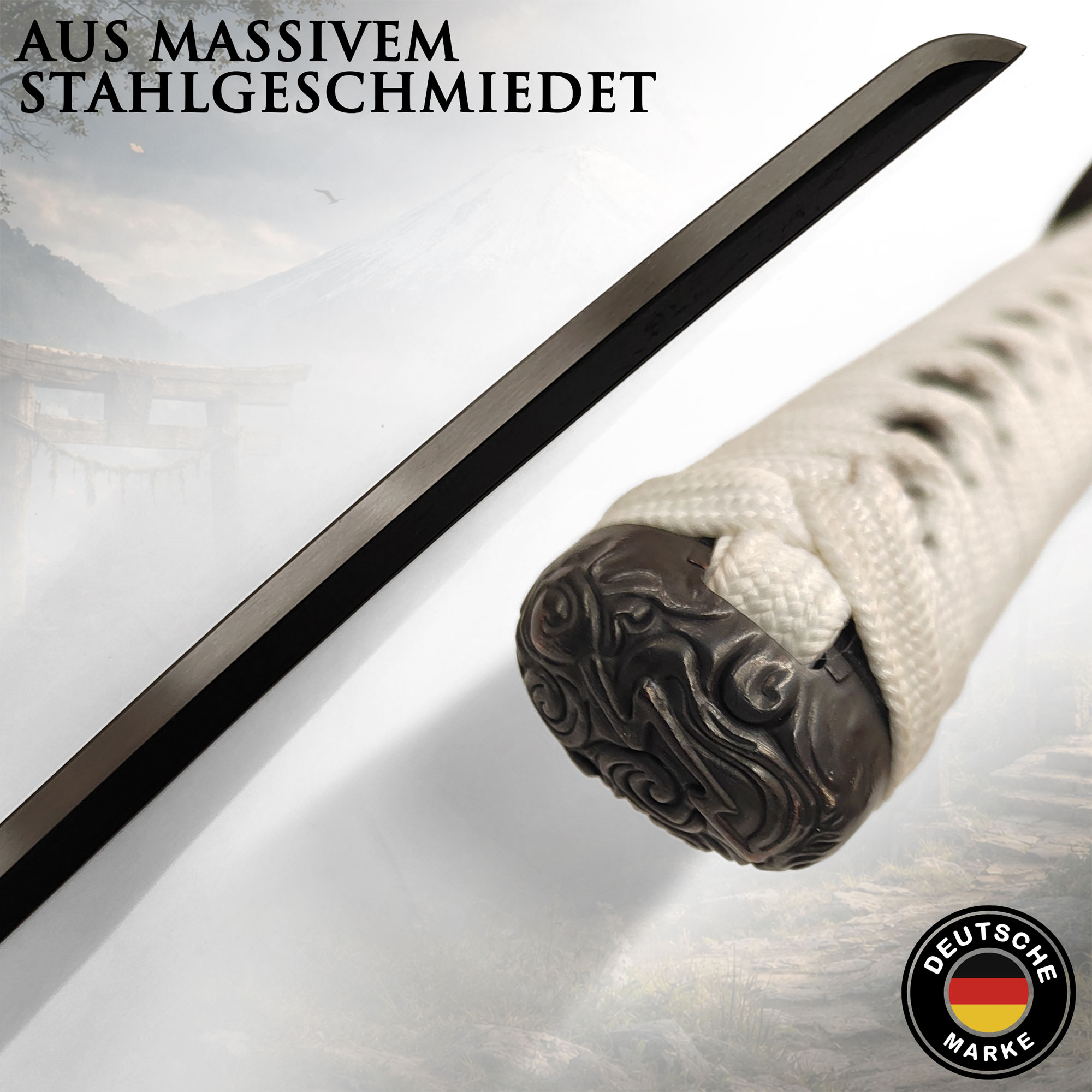 Ghost of Tsushima Jin Sakai Katana mit Scheide und Ständer – Samurai Schwert Replik 103 cm – Carbonstahl Klinge – Deko Katana aus dem Action Adventure