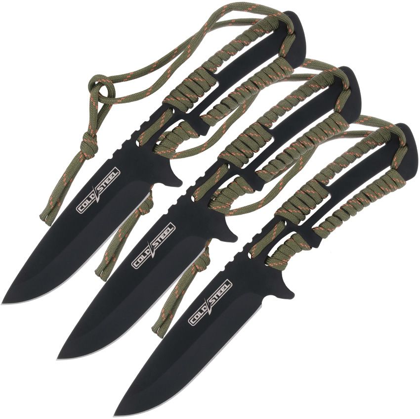 Wurfmesser mit Paracord-Griff - 3er Pack mit Scheide