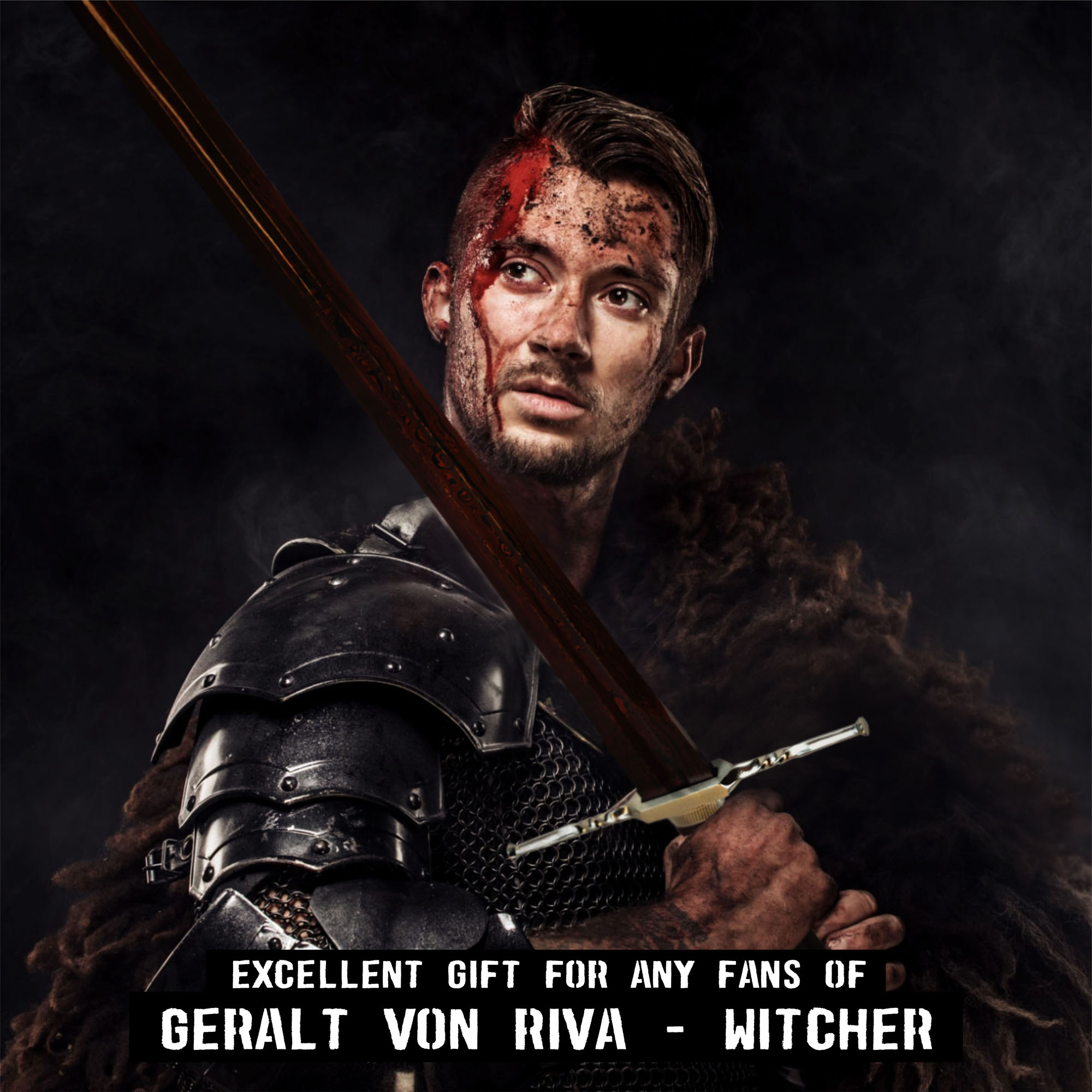 Witcher - Gefaltetes Stahl Schwert mit Scheide, handgeschmiedet Blutdamast Edition