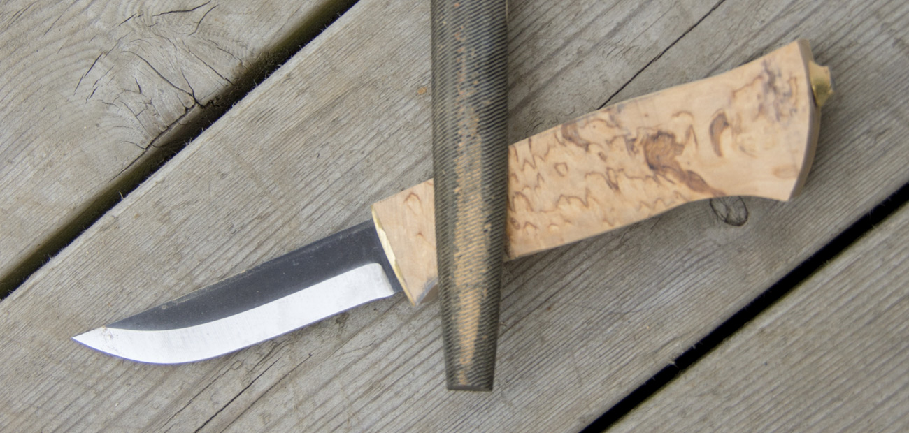 Scandi Puukko Messerset - Karbonstahl/Griffschalen aus Birke