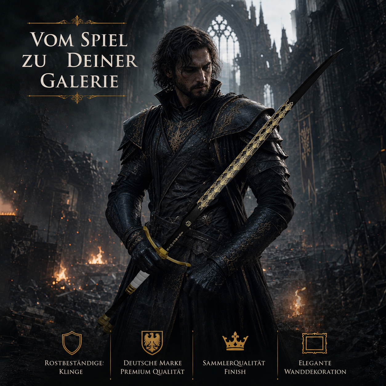 Clair Obscur Expedition 33 Gustaves Noahram Schwert 119,5cm | Edelstahl Zweihandschwert Replik inkl. Wandhalterung | RPG Gaming Cosplay Waffe & Deko-Schwert Sammlerstück