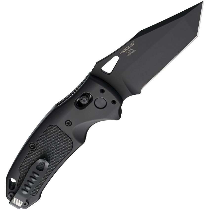 K320 AXG Pro ABLE, S30V schwarze Cerakote-Tanto-Klinge, schwarzer Aluminiumgriff