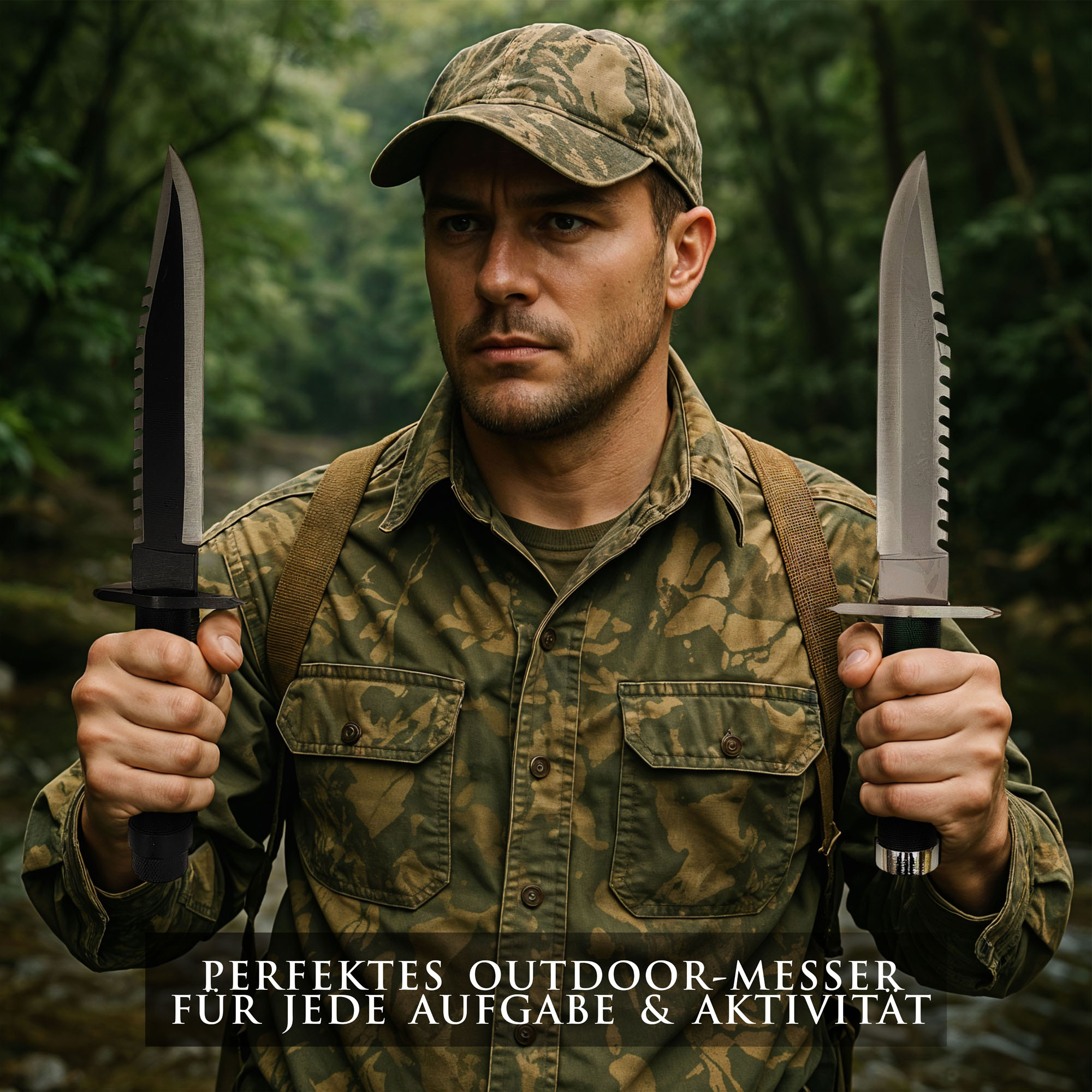 Rambo Messer Doppelpack – First Blood I & II | Originalgetreue Filmrepliken mit Lederscheiden