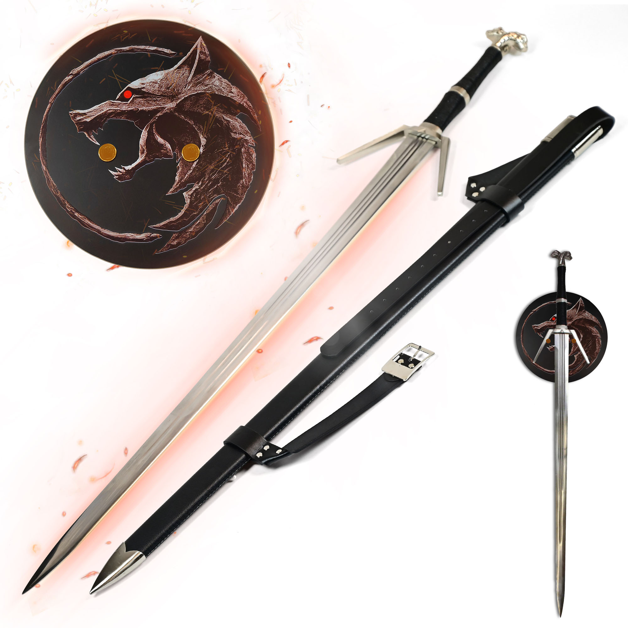 Witcher - Silber Schwert mit Scheide + Wanddisplay