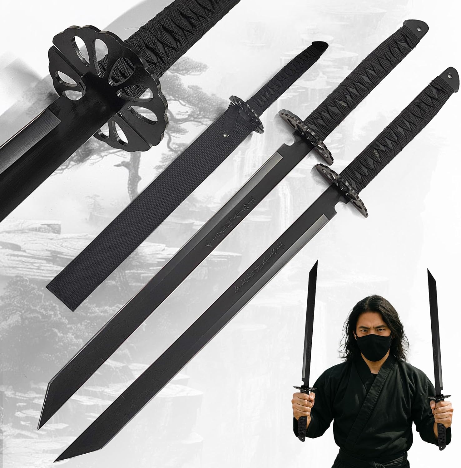 Doppeltes Ninja-Schwert mit Scheide