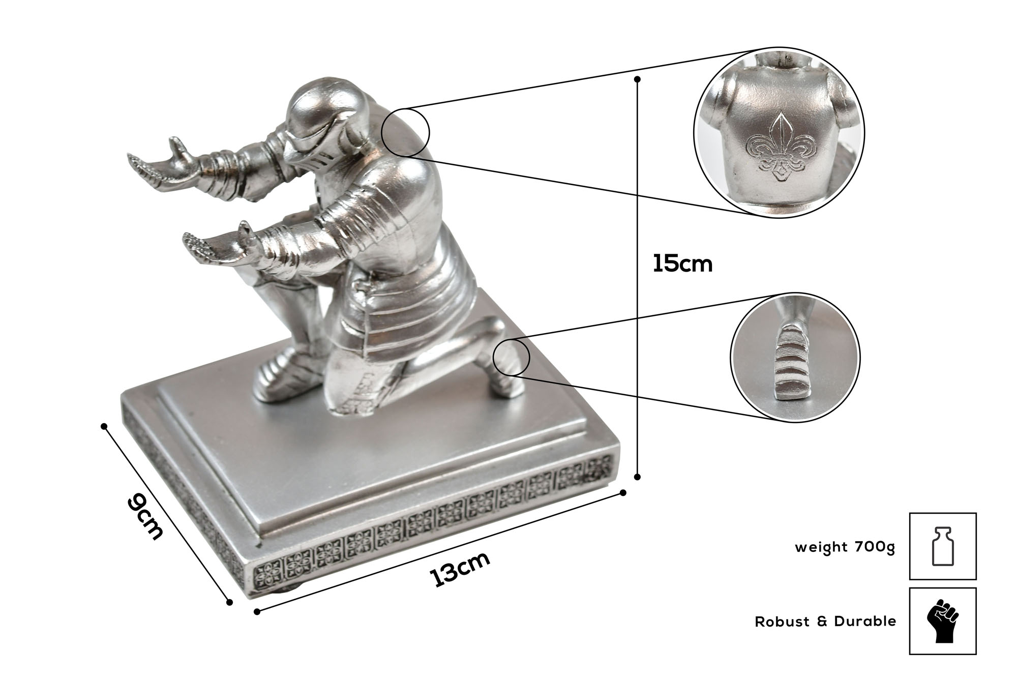 Ritter Figur – Halter für Brieföffner, Knieender mittelalterlicher Ritter