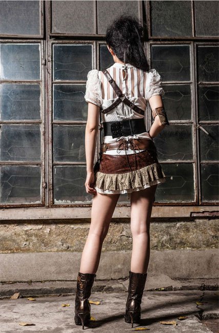 Steampunk Gürtel mit Uhr schwarz