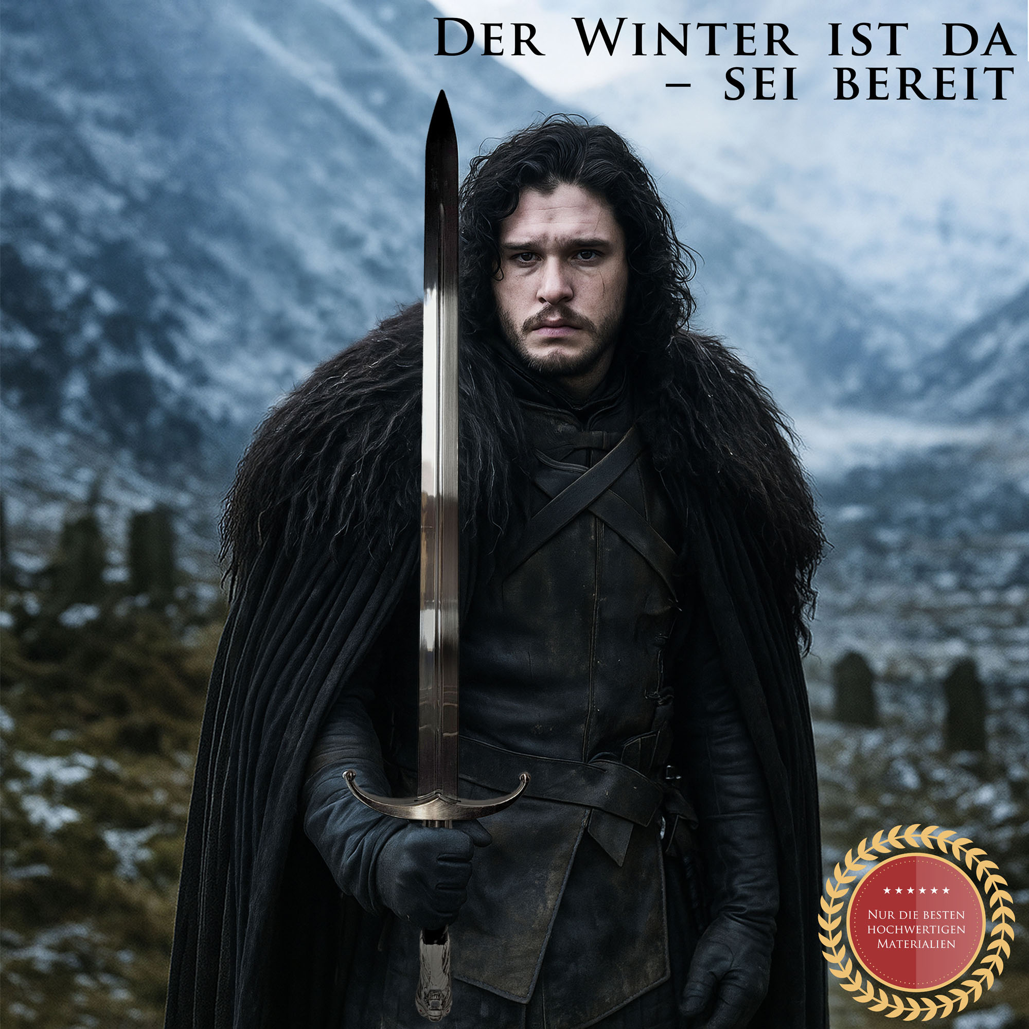 Game of Thrones Schwert Langklaue von Jon Schnee | Longclaw Replik 106cm | Deko Waffe mit Wolfsknauf & Wandhalterung | GoT Sammlerschwert