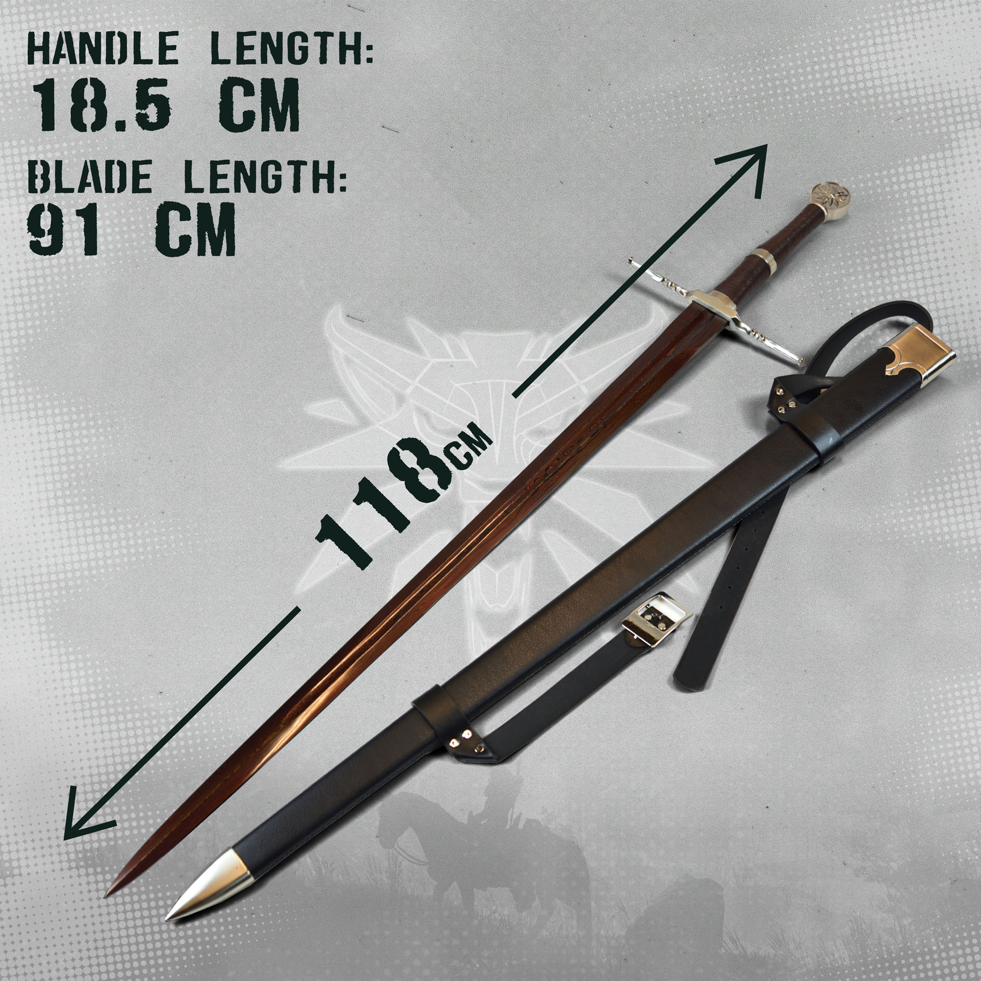 Witcher - Gefaltetes Stahl Schwert mit Scheide, handgeschmiedet Blutdamast Edition