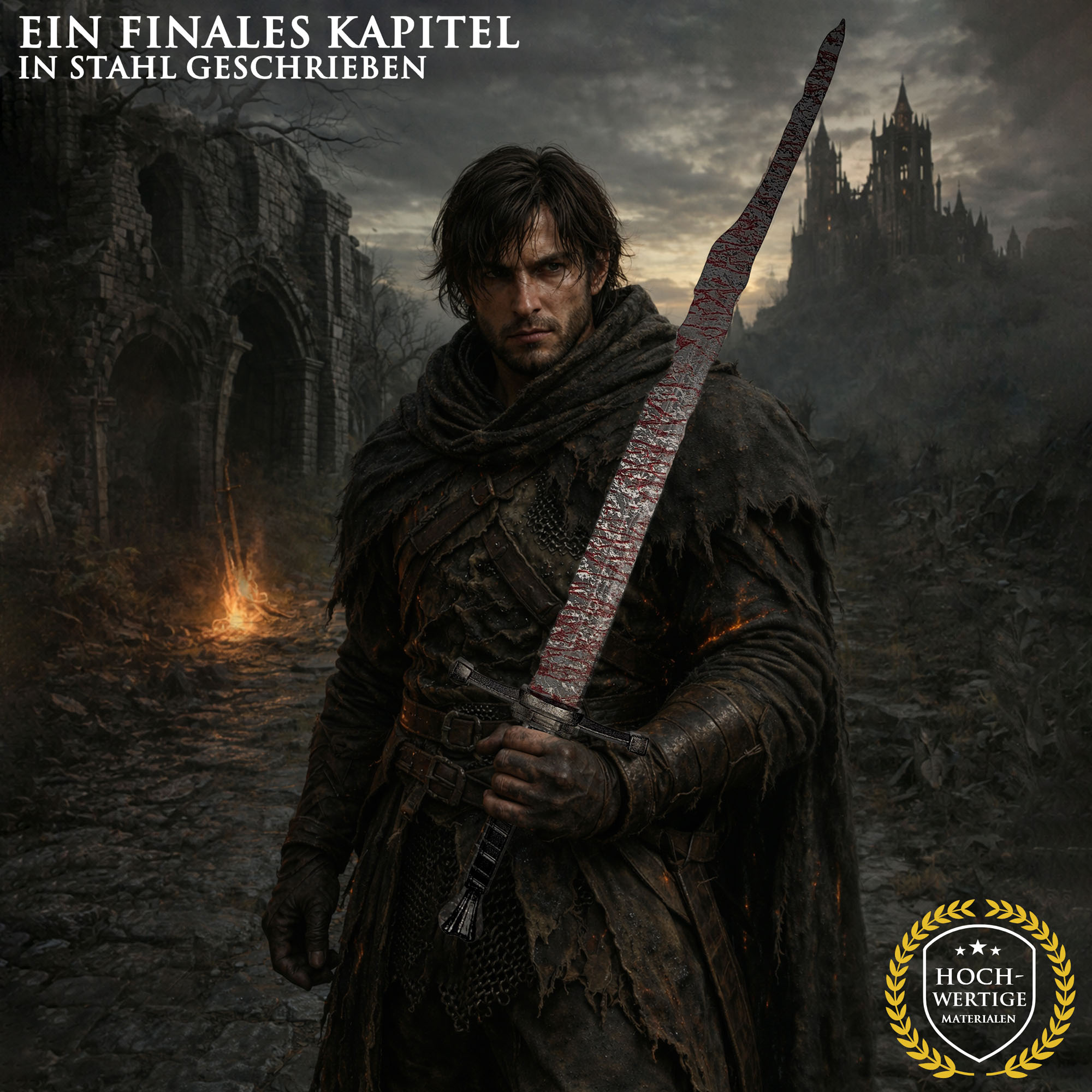 Dark Souls III Gaels Großschwert 107 cm – Slave Knight Gael Schwert Replik mit Scheide – Steel Greatsword Fantasy Sammlerschwert Cosplay Deko Waffe