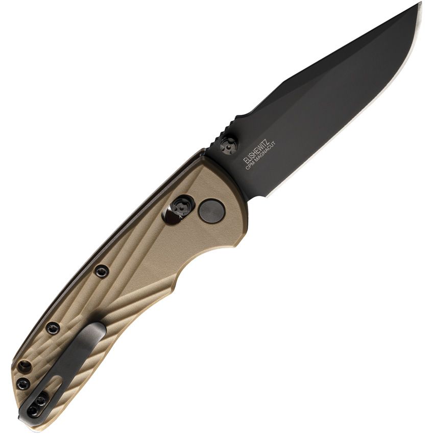 Deka ABLE, CPM-MagnaCut Black Cerakote Clip Point-Klinge, Dark Earth Polymer-Griff