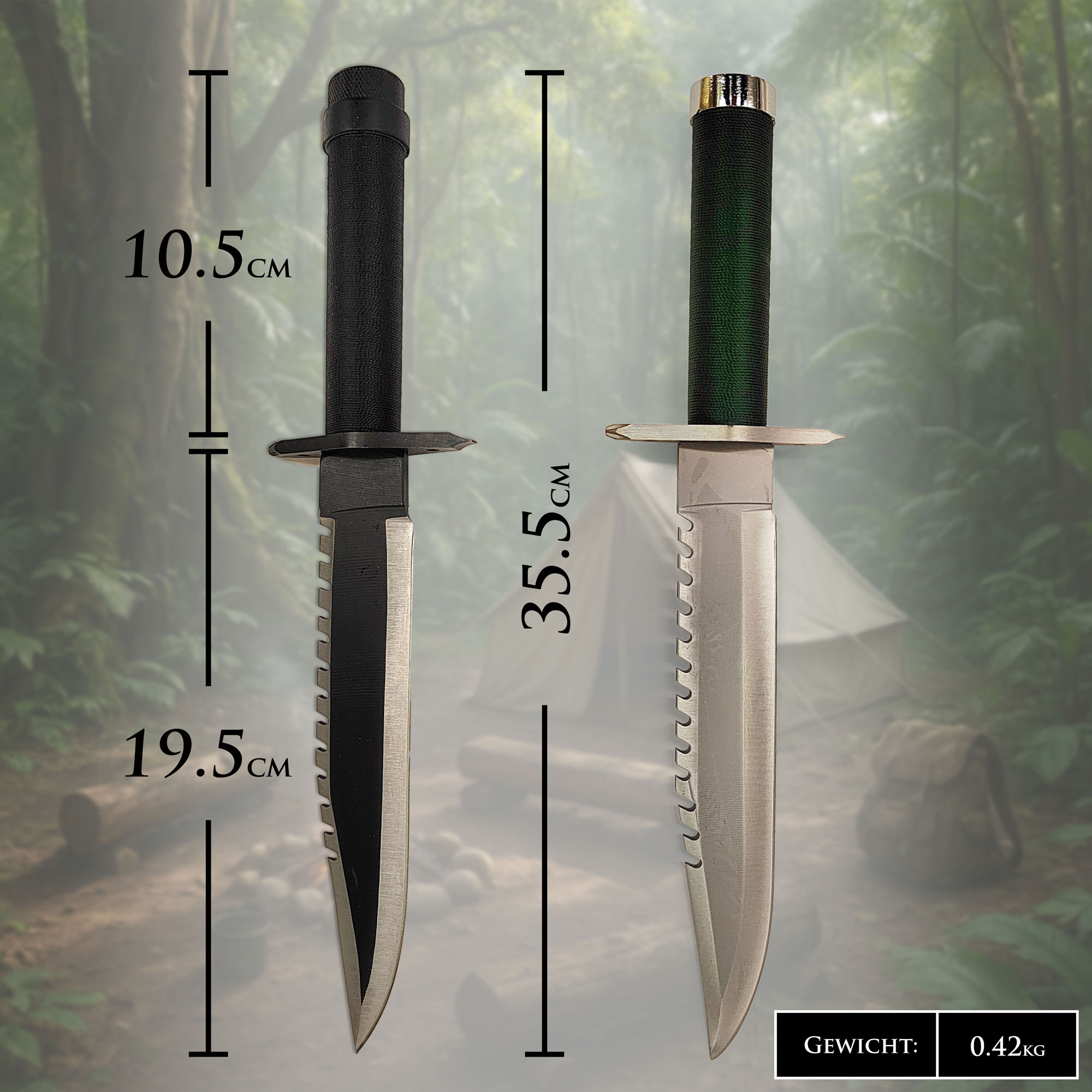 Rambo Messer Doppelpack – First Blood I & II | Originalgetreue Filmrepliken mit Lederscheiden