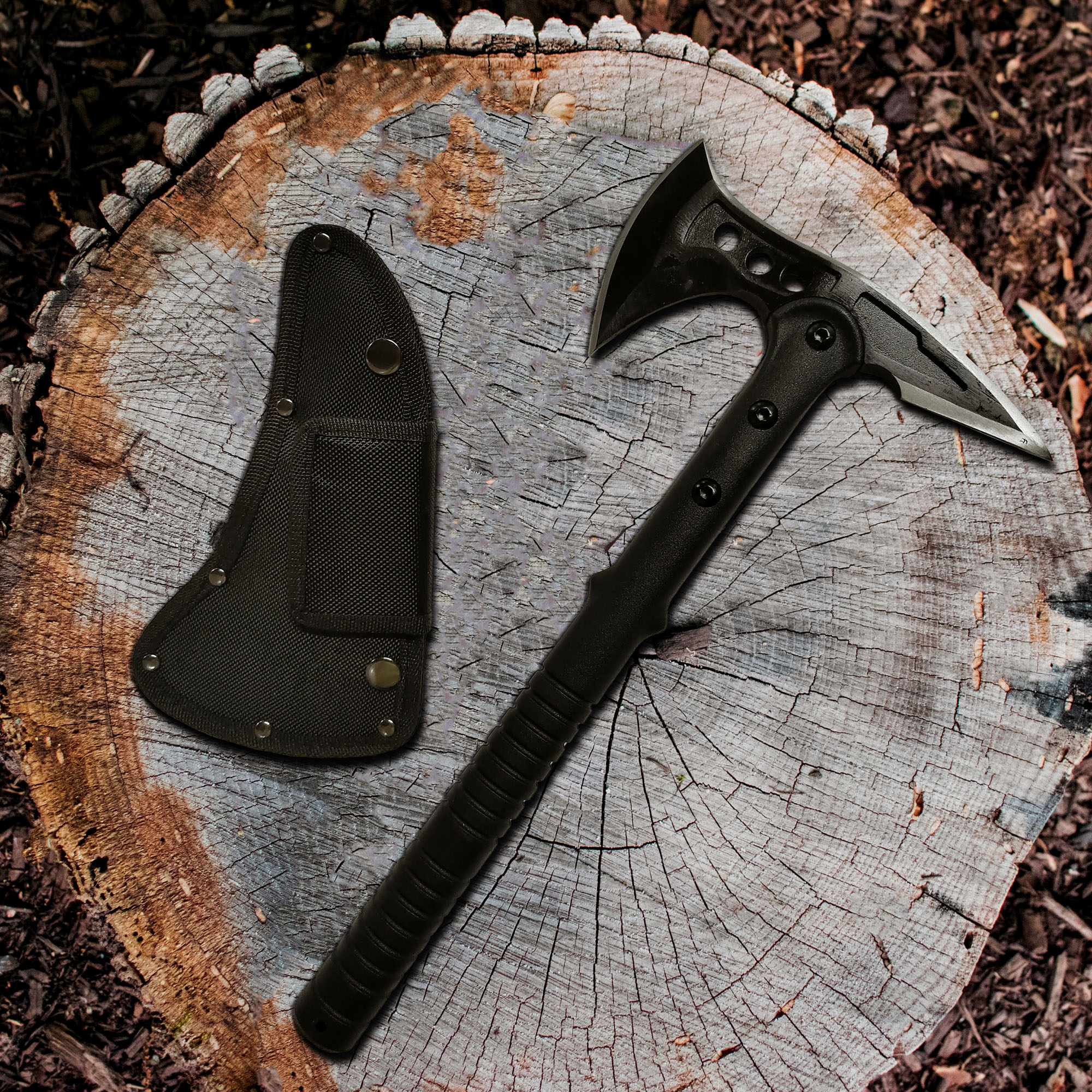 Outdoor Axt mit Stachelkopf und Scheide