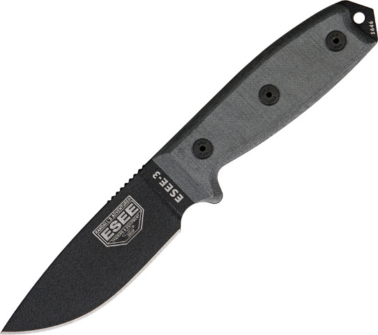 Esee Modell 3 Standardklinge, schwarzer Micartagriff