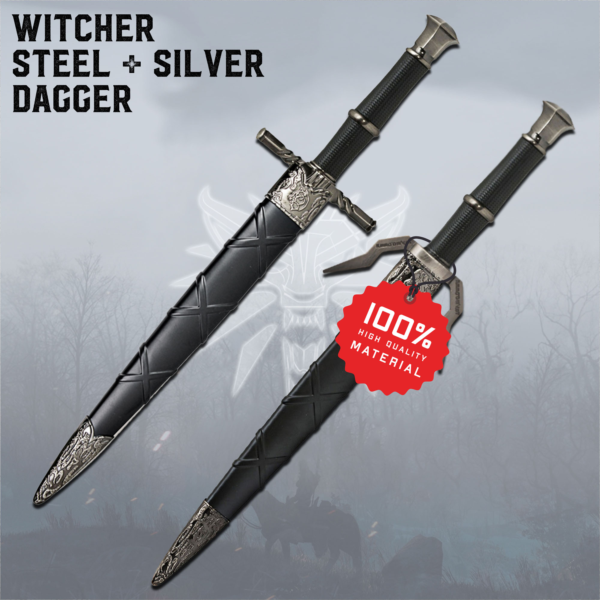 Witcher - Stahl + Silber Dolch mit Scheide (Bundle aus 41612 und 41613)
