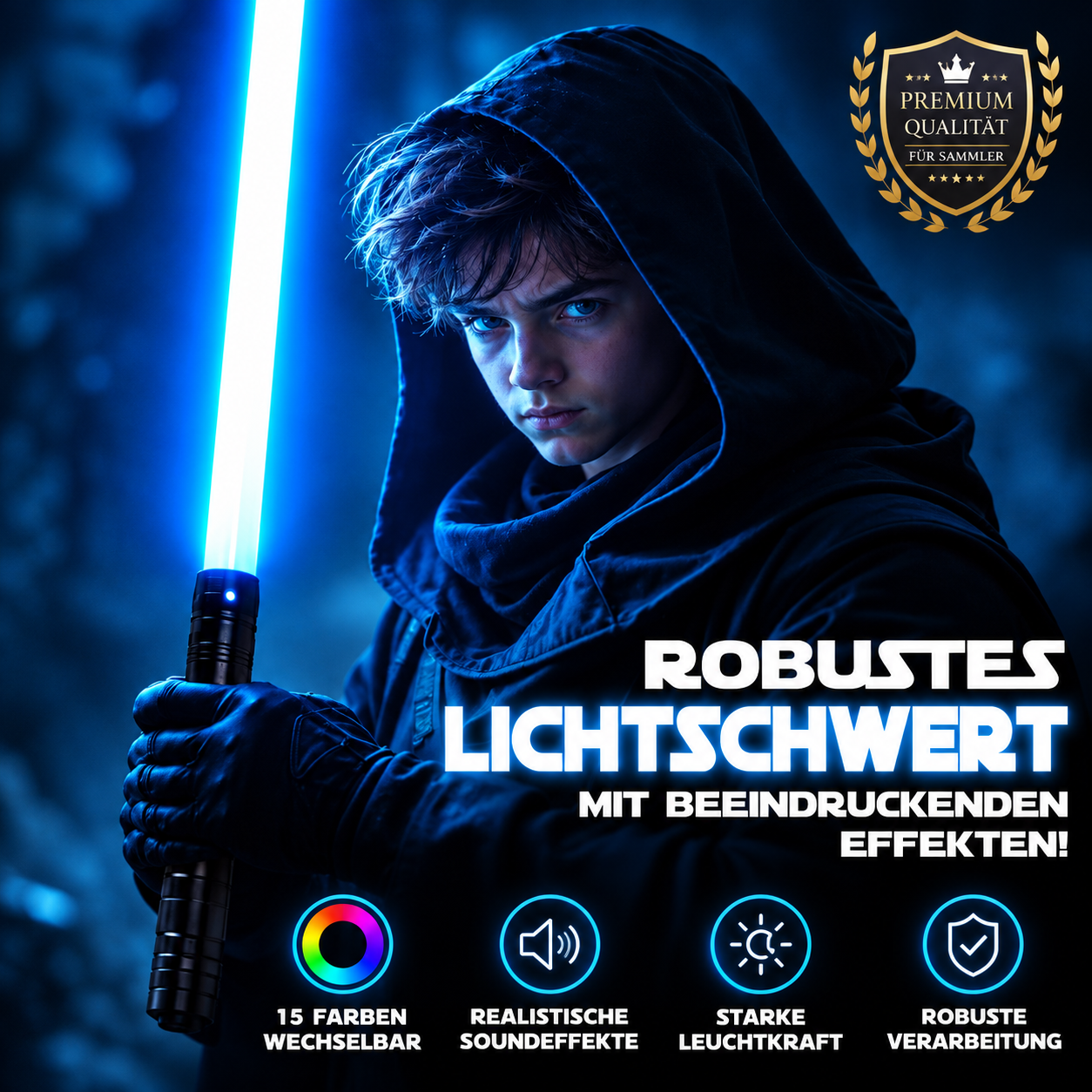 Galactic Shadow Lichtschwert Cosplay Replik LED FX Soundeffekten Akku 99 cm