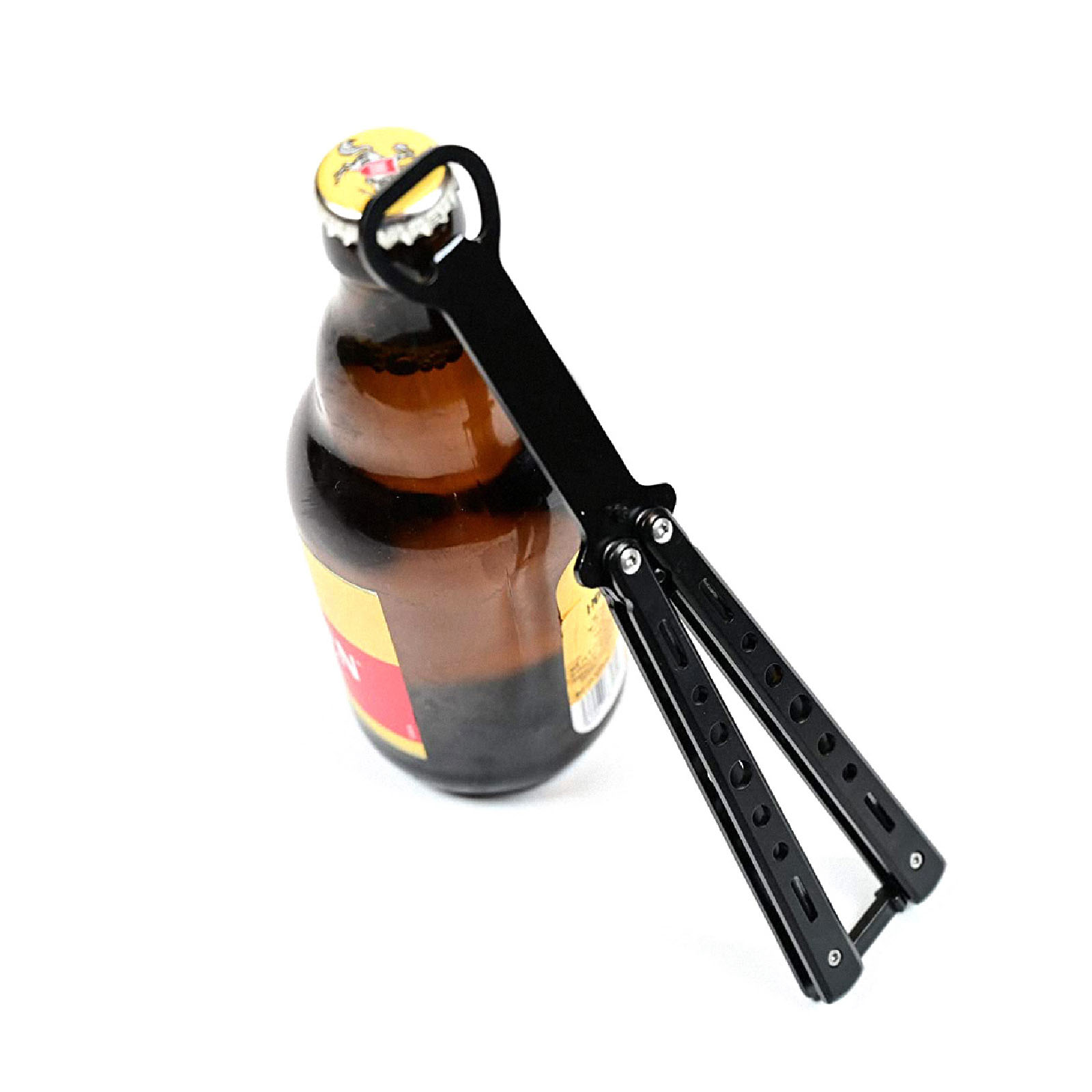 Schwarzer Balisong Flaschenöffner