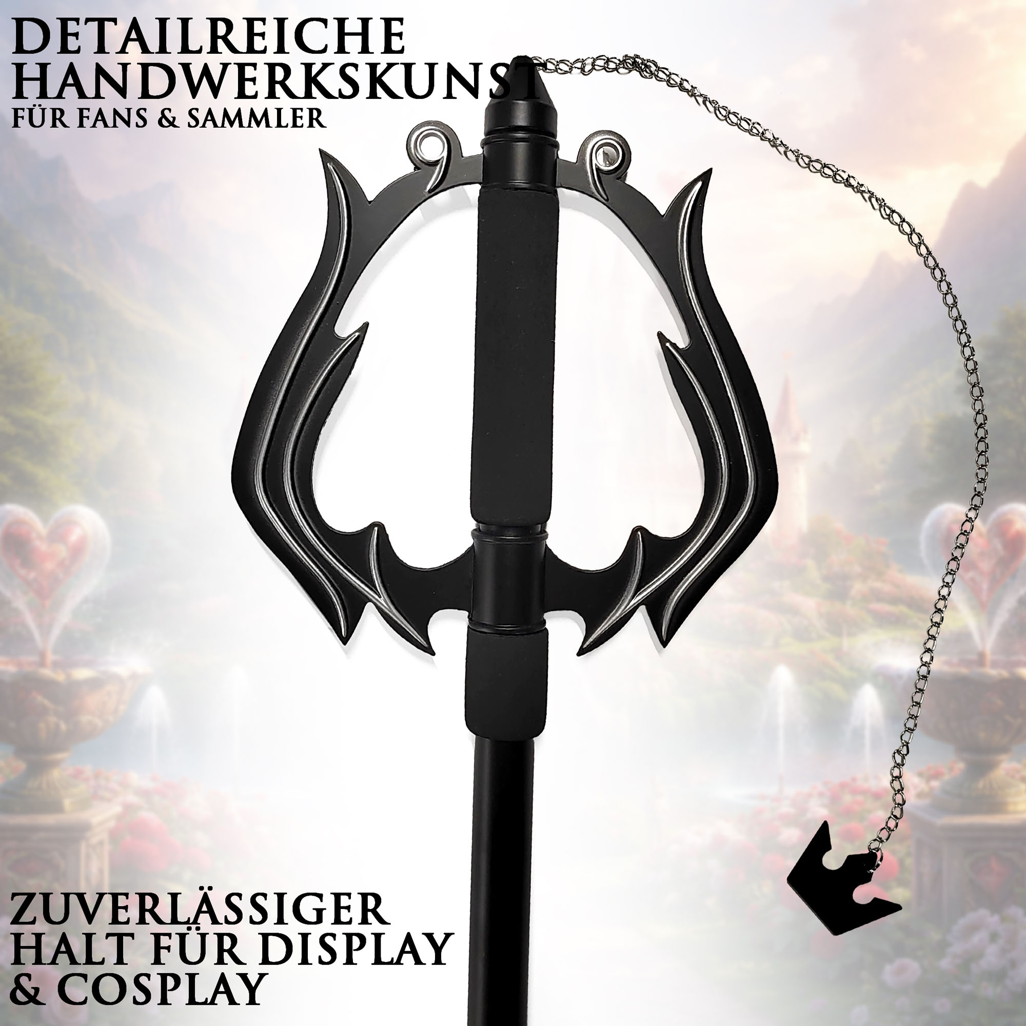 Kingdom Hearts Oblivion Schlüsselschwert 90cm | Massives Keyblade aus Edelstahl (1,2kg) | Sora & Riku Replik | Metall Deko Waffe & Cosplay Accessoire