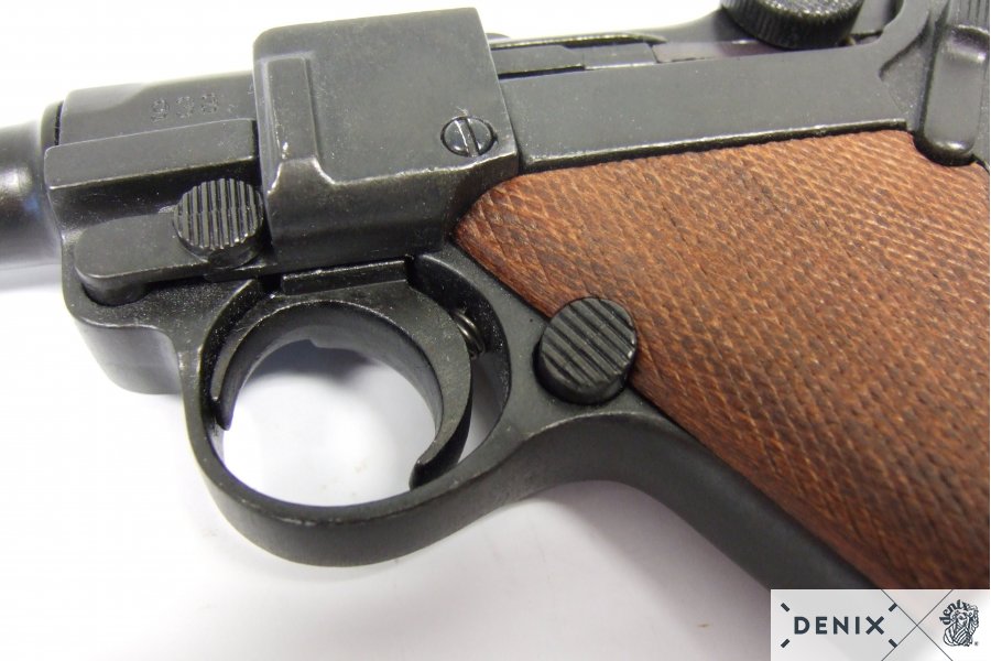 Luger-Pistole PO8 Parabellum 1898, normaler Lauf, Holzgriff