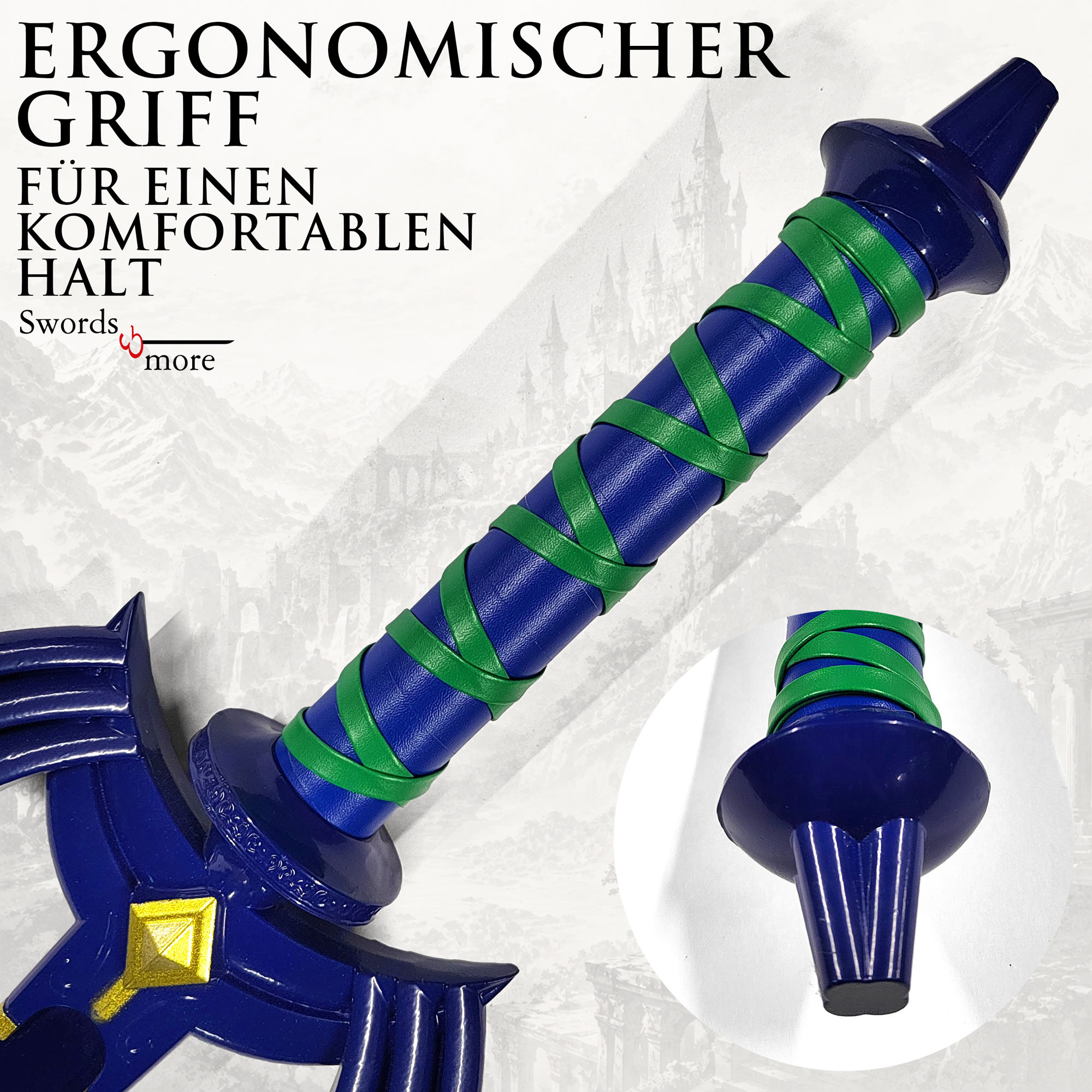 Zelda Master-Schwert Link: Blaue Stahlklinge Replik inkl. Holzscheide 108cm