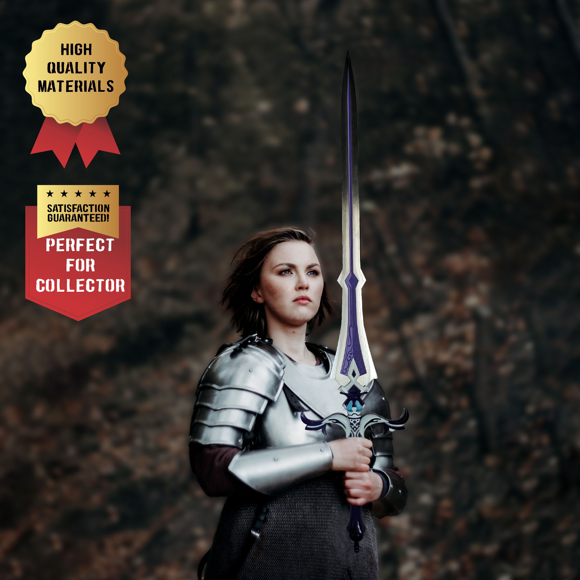 Genshin Impact - Sacrificial Schwert mit Scheide, Genshin Impact Cosplay, Katana Schwert echt Samurai Schwert aus Stahl, Dekoration für einen Sammler oder als Geschenk