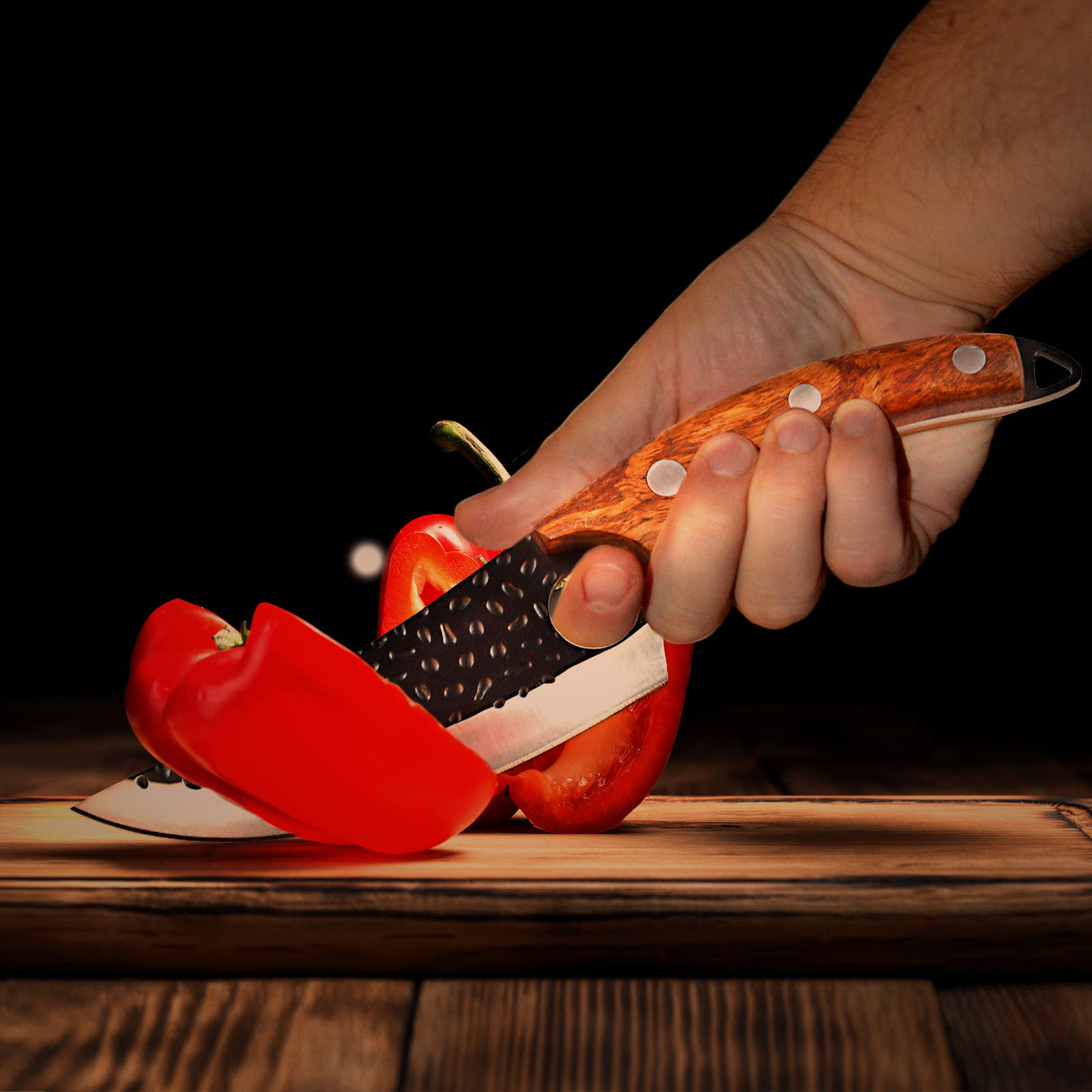 Serbisches Metzgermesser, Fleisch-Hackmesser, Ausbeinmesser mit Scheide und Abziehriemen