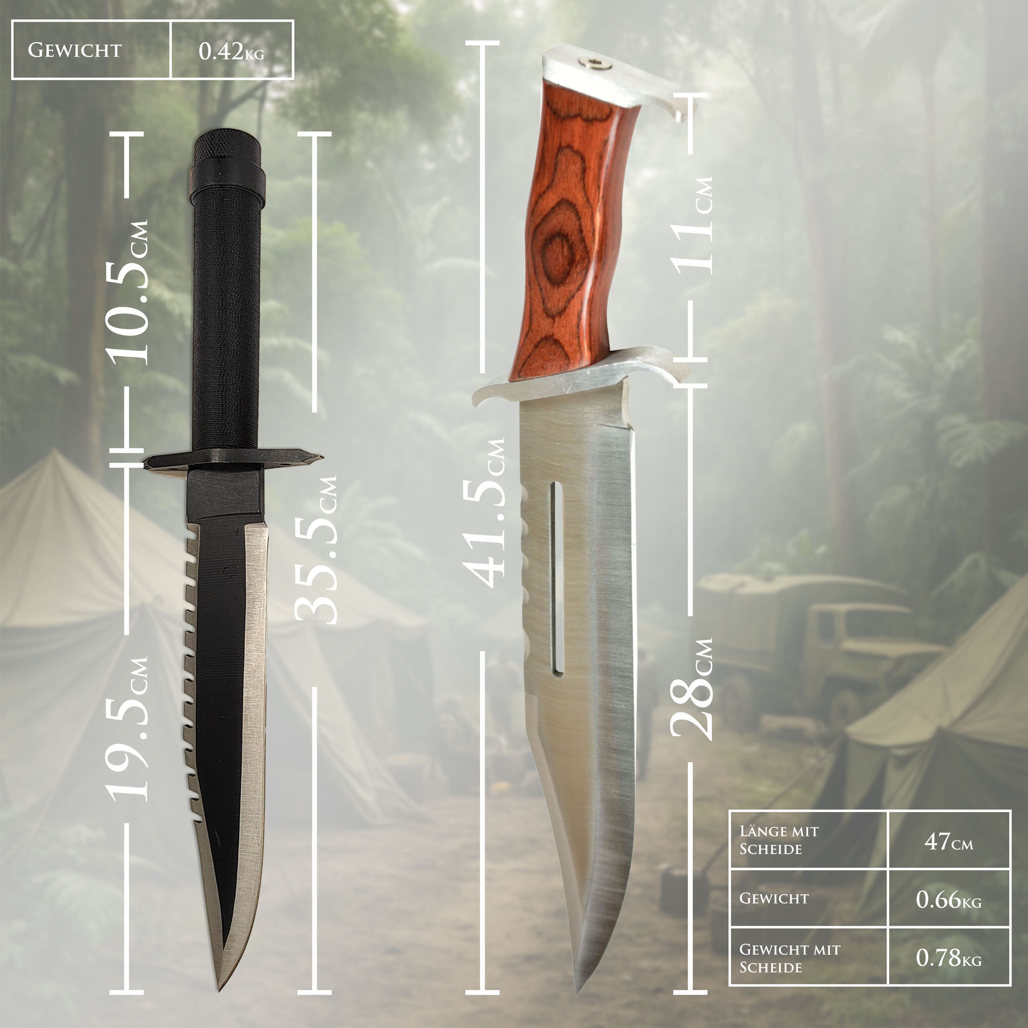 Rambo Messer Set – First Blood II & Rambo III | Legendäres Film-Messer-Bundle mit Lederscheiden