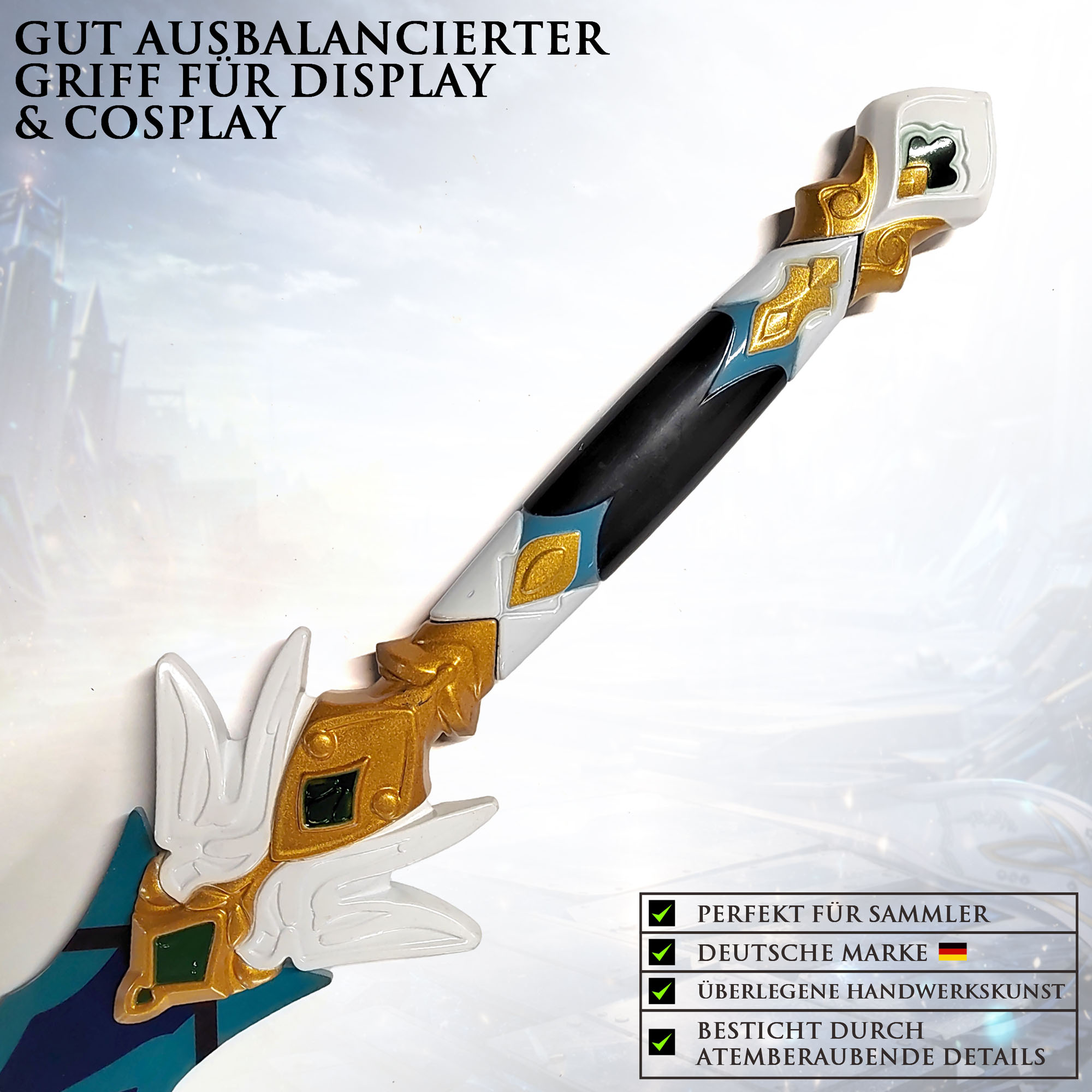 Honkai: Star Rail Yanqing Schwert 104,5cm | Edelstahl Replik mit PU-Scheide | Xianzhou Luofu Cosplay Waffe & Gaming Deko | HSR Merch