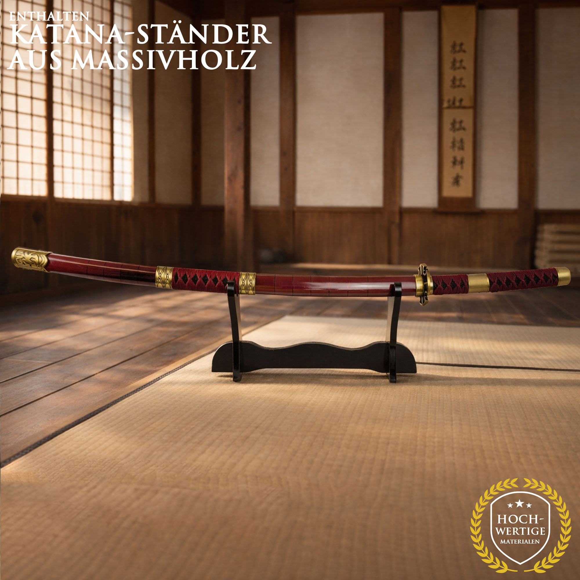 One Piece Sandai Kitetsu Katana 104 cm mit LED Klinge – Roronoa Zoro Schwert Replik mit Scheide & Ständer – 1045 Carbonstahl Anime Cosplay Sammlerstück