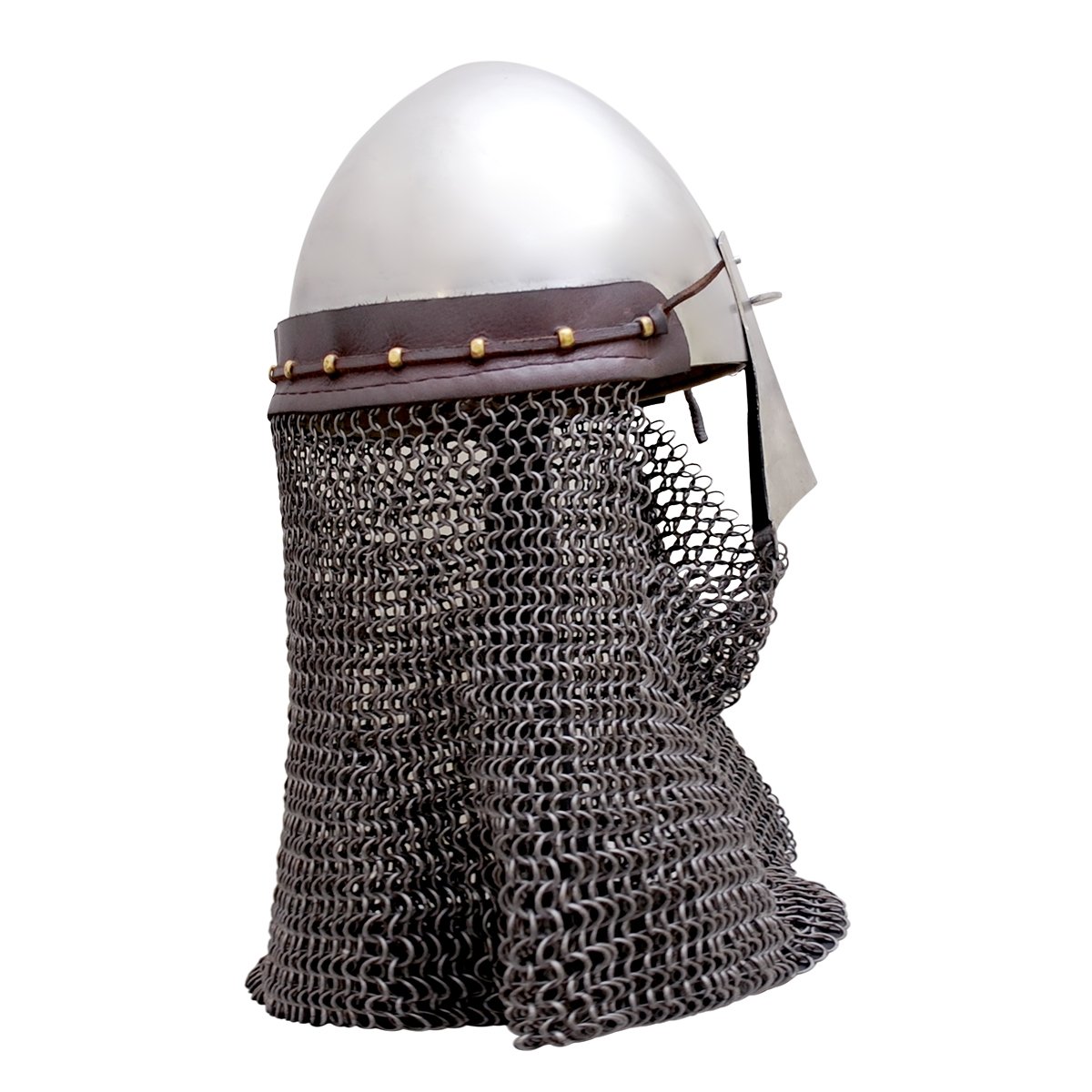 Frühe Beckenhaube mit abnehmbarem Nasal und Brünne – 14. Jahrhundert, Größe XL
