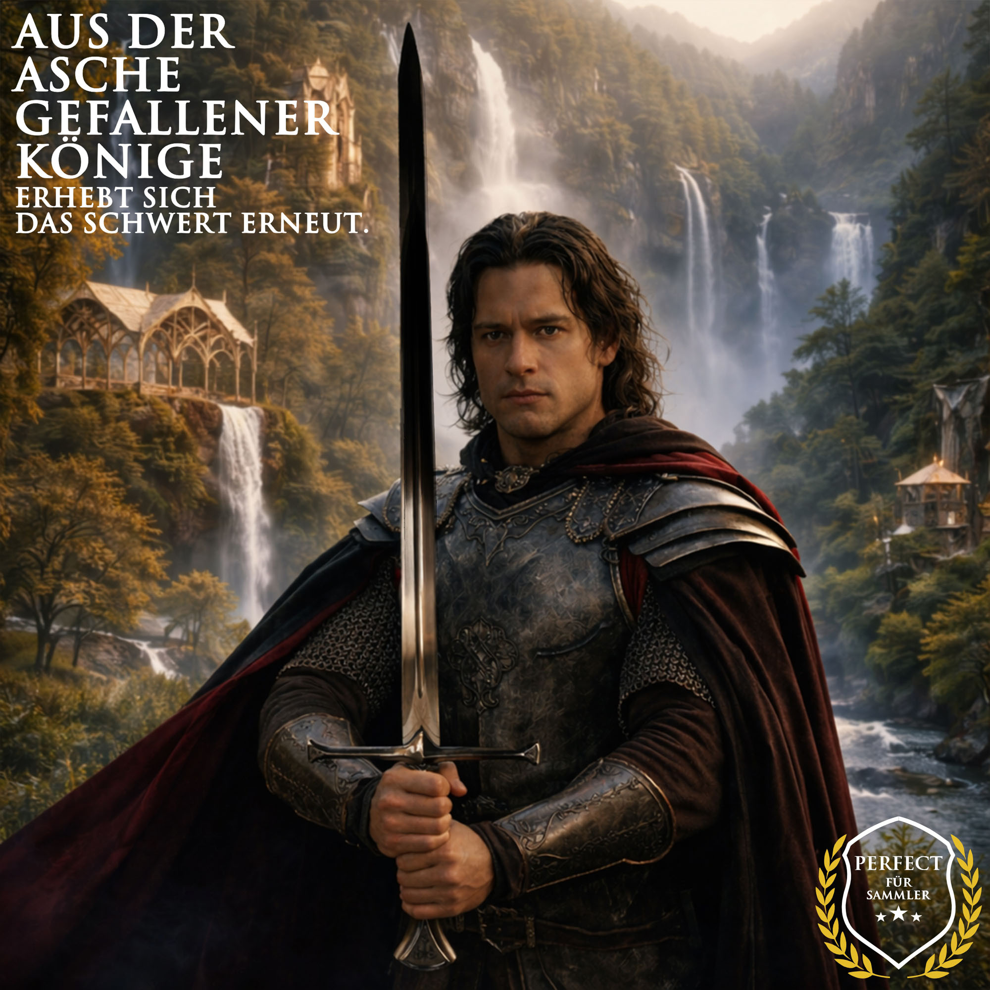 Herr der Ringe Isildur Schwert 119cm | Numenor Langschwert Replik aus Stahl mit Wandhalterung | Gondor Königswaffe für Sammler | LOTR Wanddeko