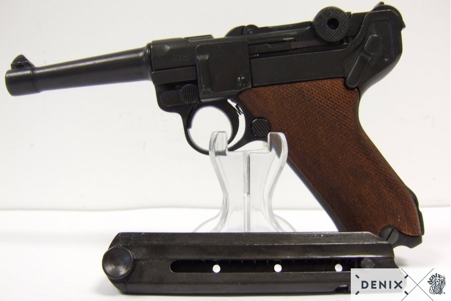 Luger-Pistole PO8 Parabellum 1898, normaler Lauf, Holzgriff