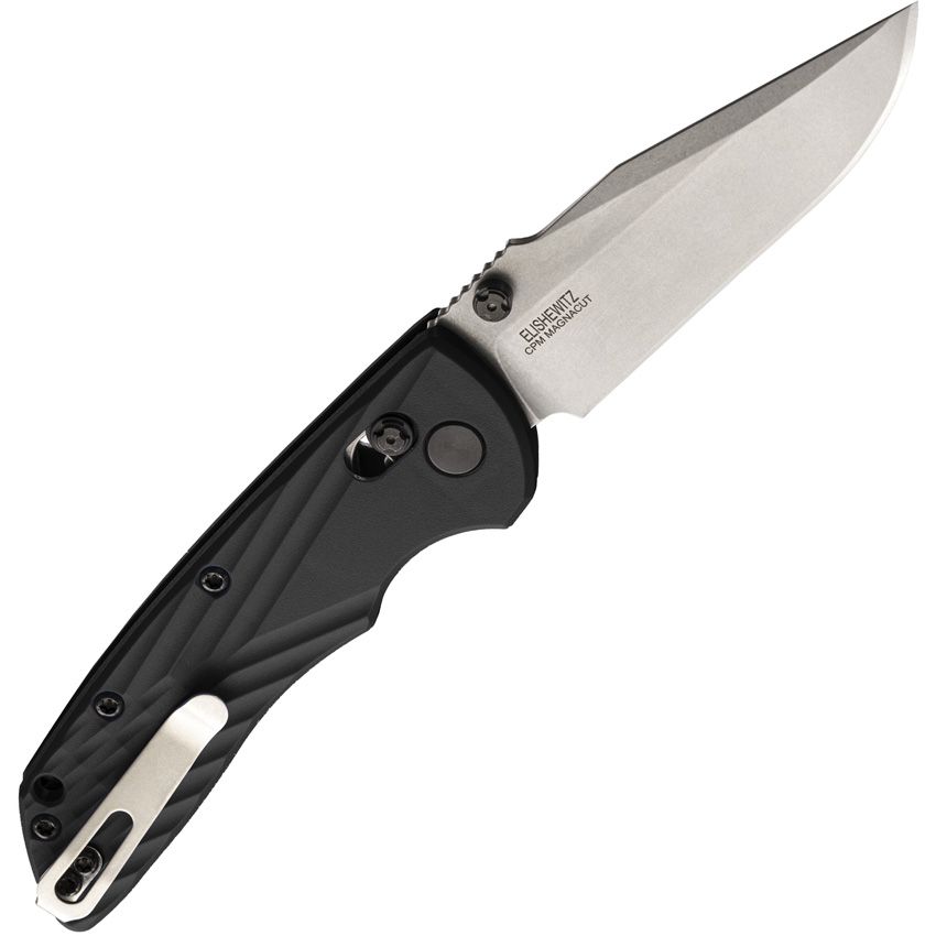 Deka ABLE, CPM-MagnaCut Stonewashed Clip-Point-Klinge, schwarzer Polymergriff