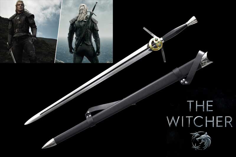 Witcher - Stahl Schwert mit Scheide - handgeschmiedet & gefaltet, Netflix Version
