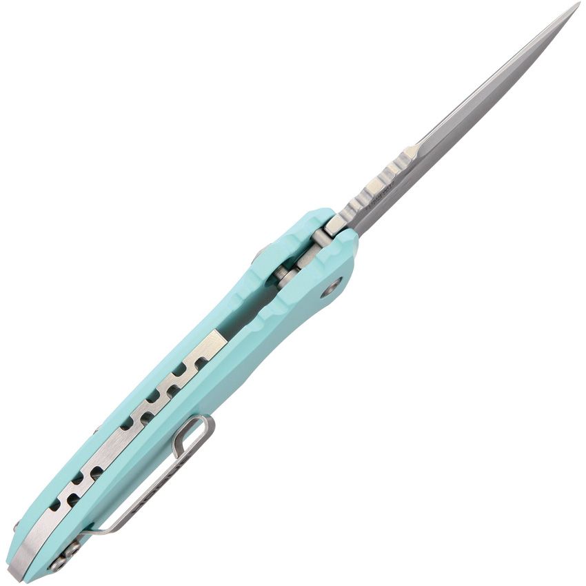 X1-Microflip, CPM-154 Stonewashed-Klinge, Aqua-Aluminium-Griff