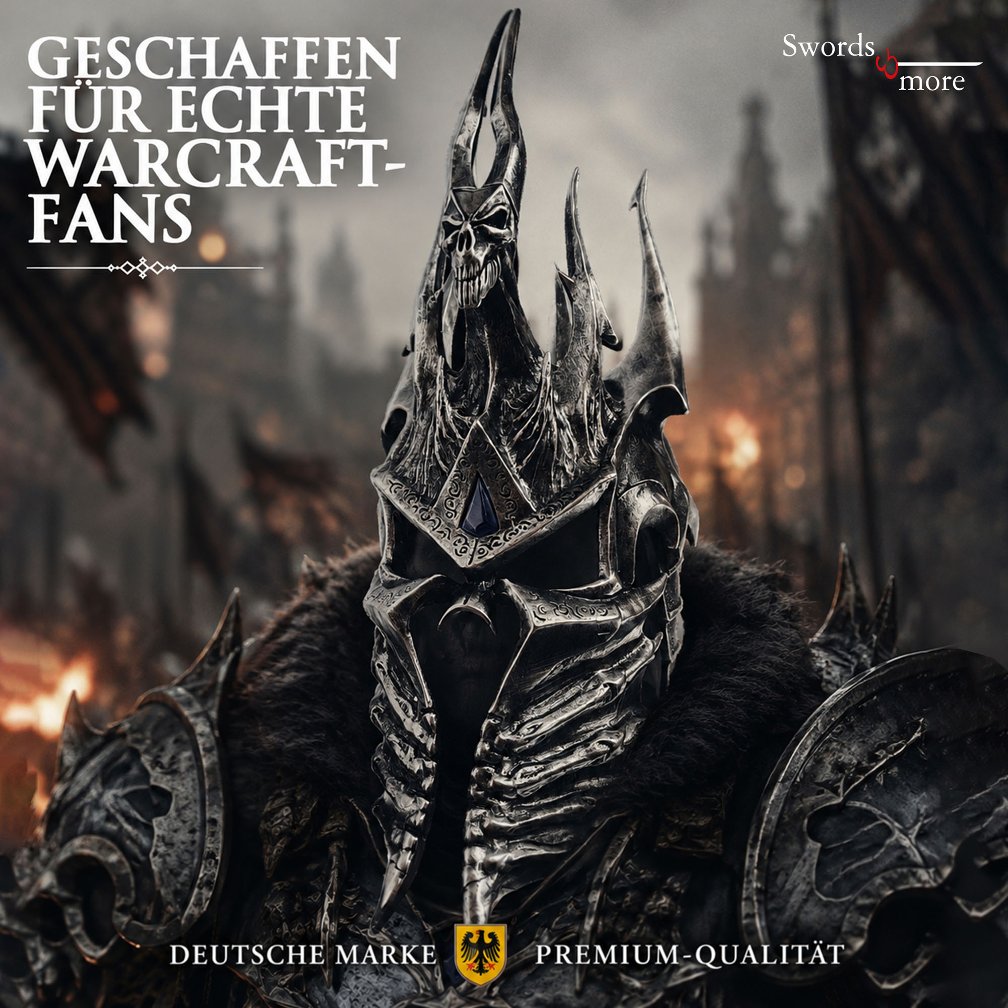 World of Warcraft Lichkönig Helm der Herrschaft: 3 kg Replika & Holzständer