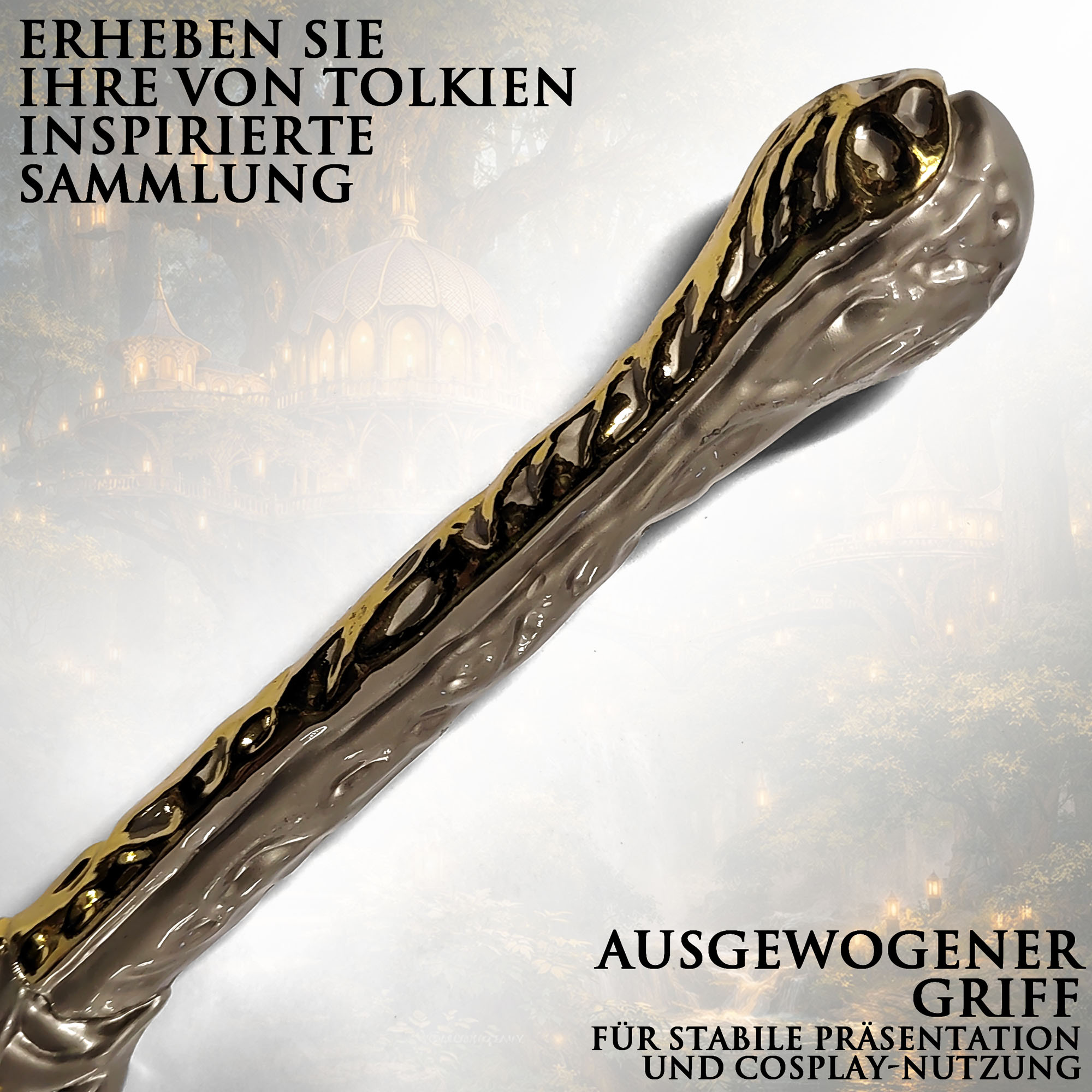 Herr der Ringe: Die Ringe der Macht Galadriel Dolch mit Scheide 48cm | Elben Replik aus Stahl | The Rings of Power Cosplay Waffe & Sammlerstück