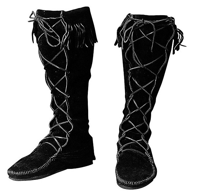 Hohe Stiefel mit Fransen, schwarz, Größe 41