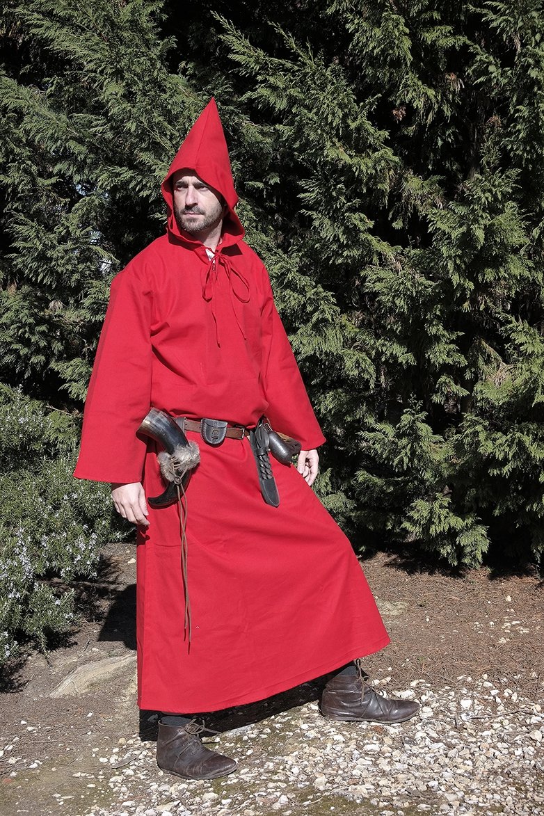 Mittelalter Kutte mit Kapuze - rot, Größe S