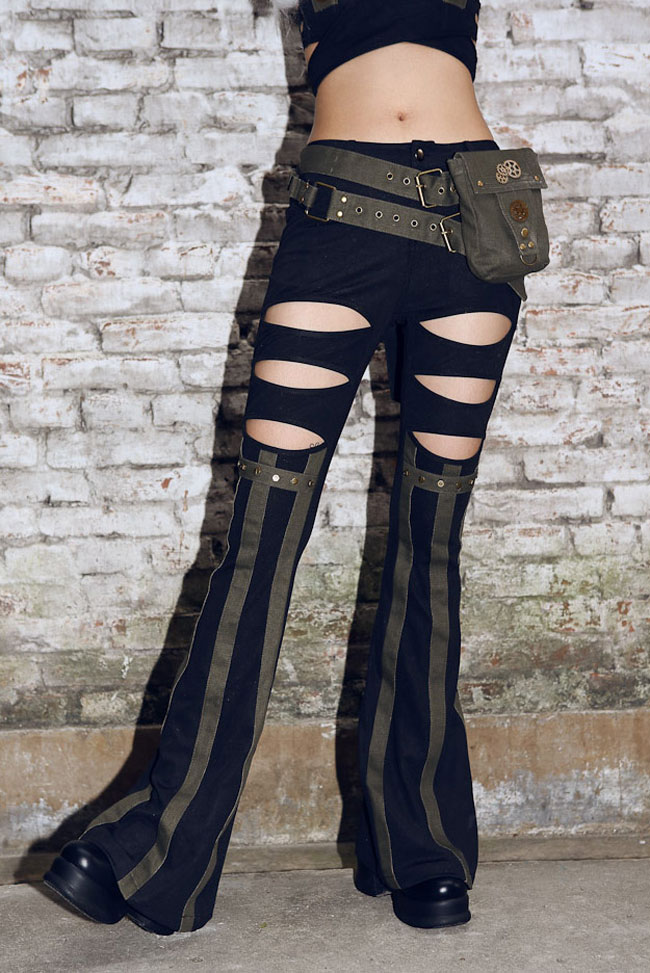 Steampunk Tasche mit Gürtel, grün