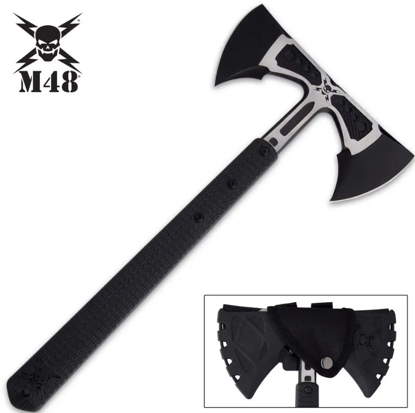 M48 Liberator Doppelköpfige Infanterie Tomahawk Axt mit Scheide 