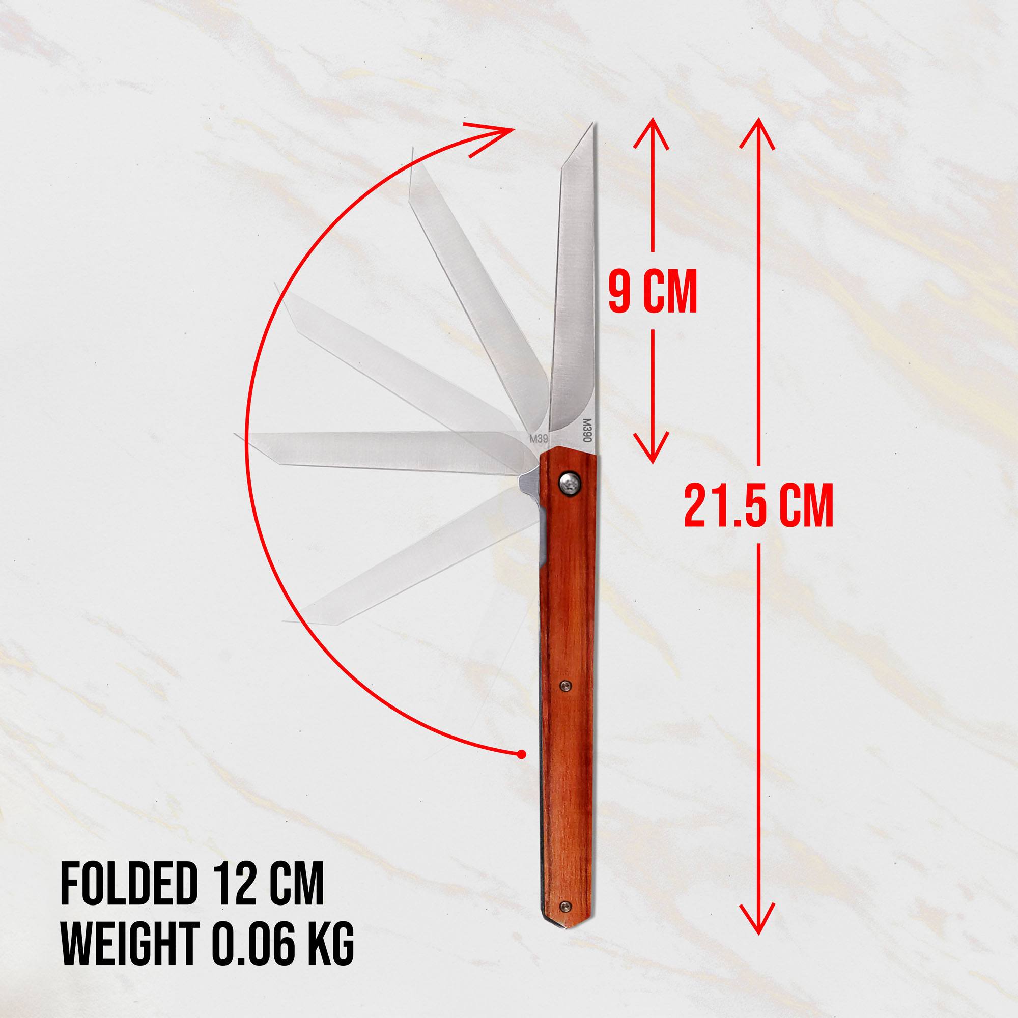 Outdoor Klappmesser Liner Lock, Tanto Point Klinge, brauner Holzgriff mit brauner Lederscheide