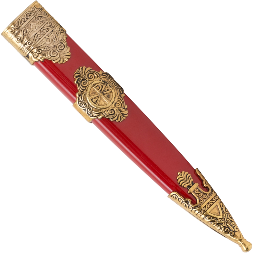 Römerdolch rot/gold mit Scheide