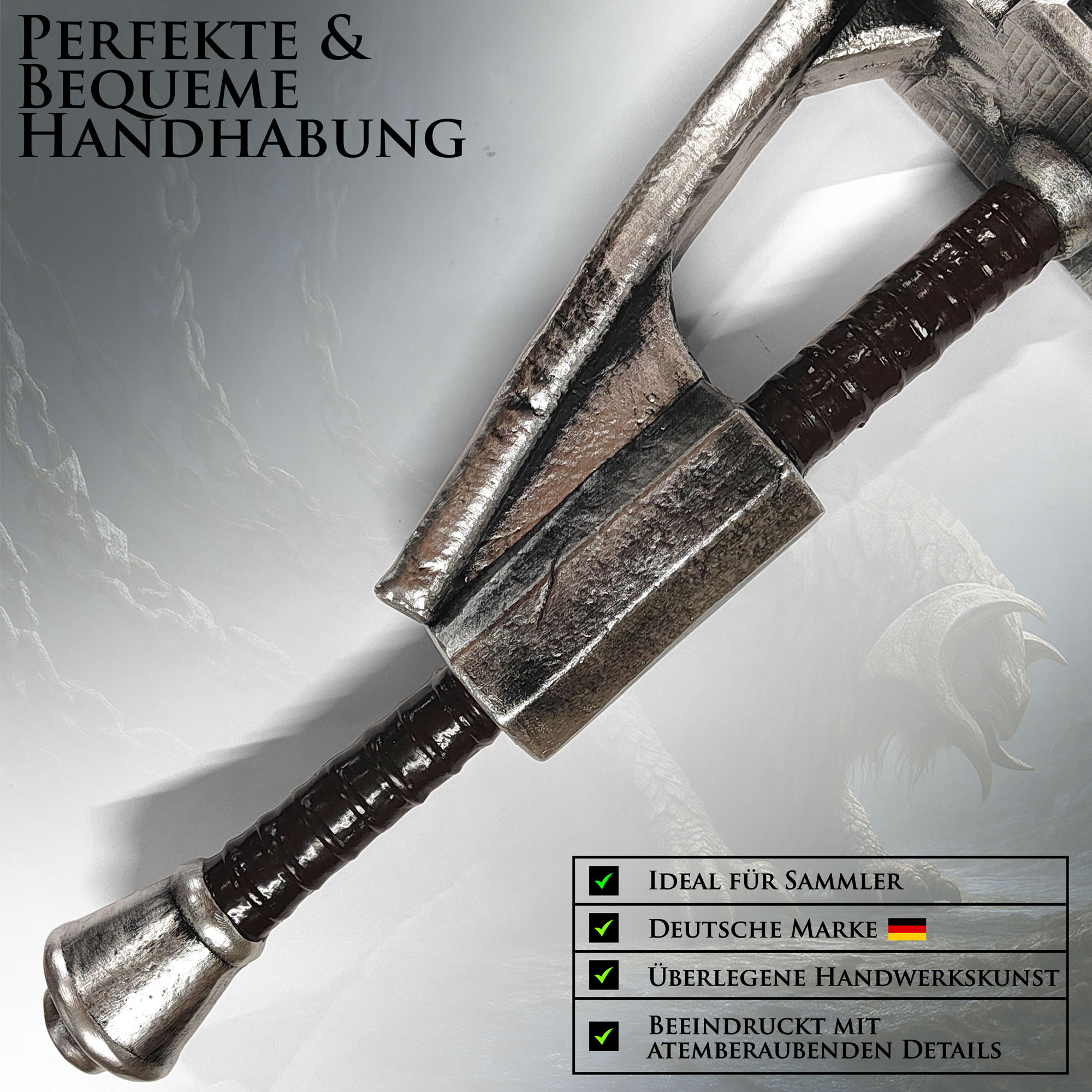 Monster Hunter – Giant Jawblade Replik aus Resin, monumentales Sammlerschwert inspiriert vom Spiel Monster Hunter World, ideal für Cosplay, Gaming-Deko & Fantasy-Waffensammler