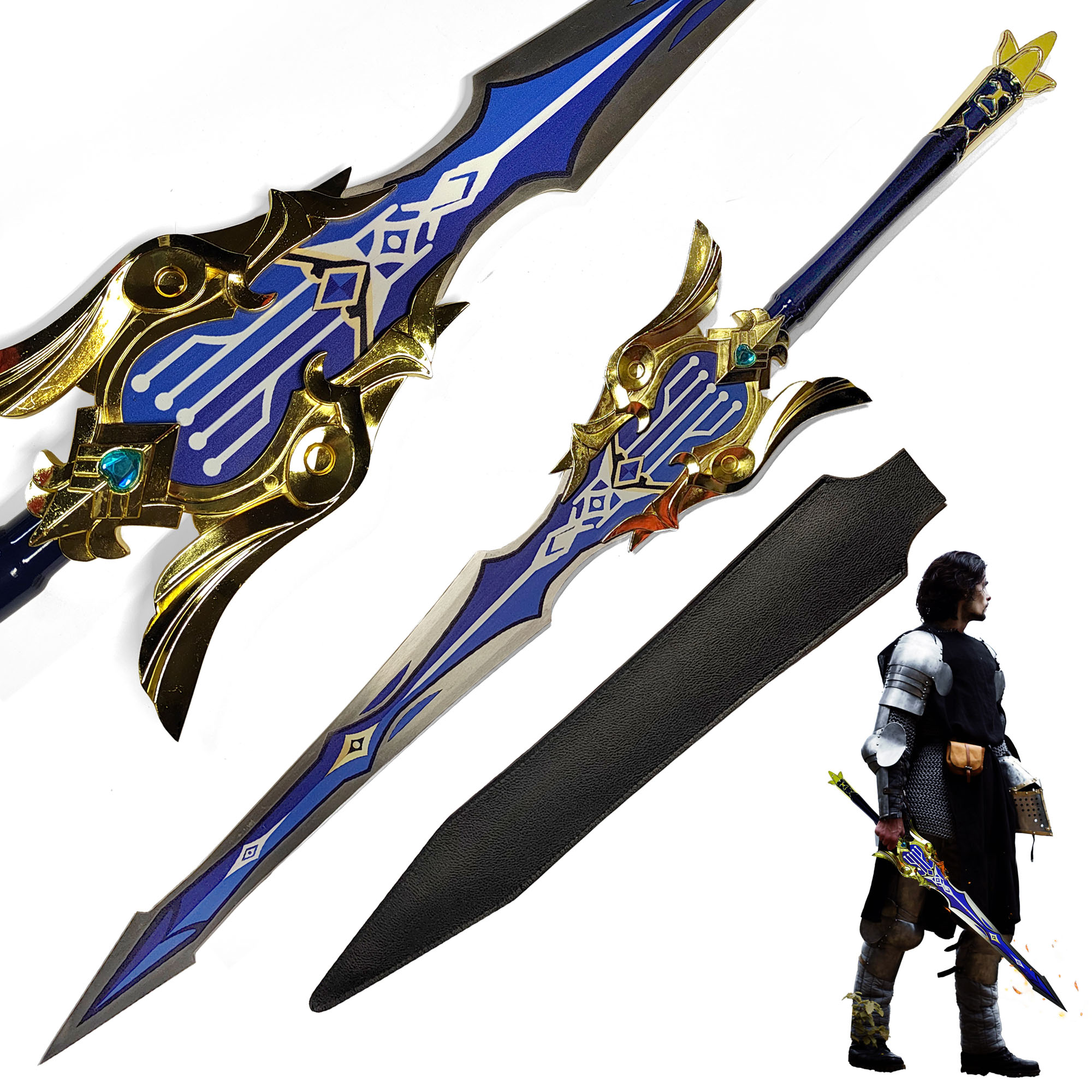 Genshin Impact - Song of Broken Pines Schwert, Genshin Impact Cosplay, Katana Schwert echt Samurai Schwert aus Stahl, Dekoration für einen Sammler oder als Geschenk