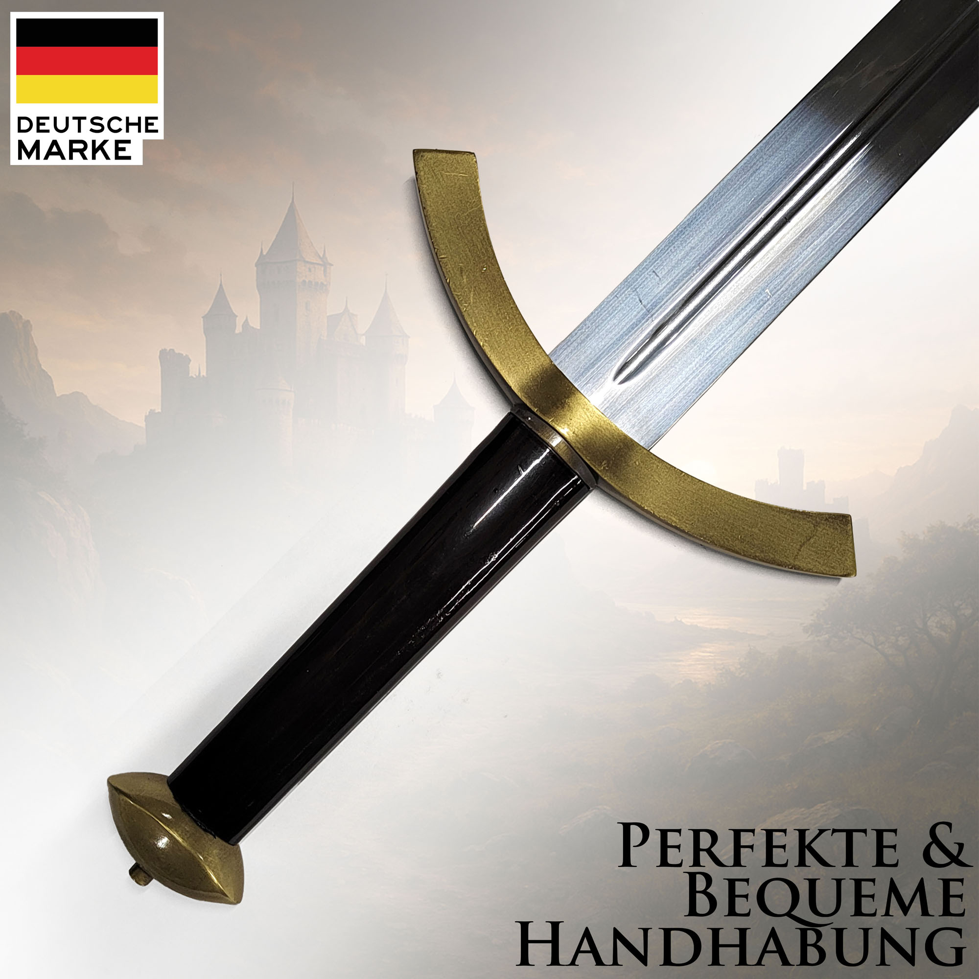 Game of Thrones Schwert von Robb Stark 101cm | Replik des Königs des Nordens mit Wandhalterung | Haus Stark Deko Waffe | GoT Sammlerschwert