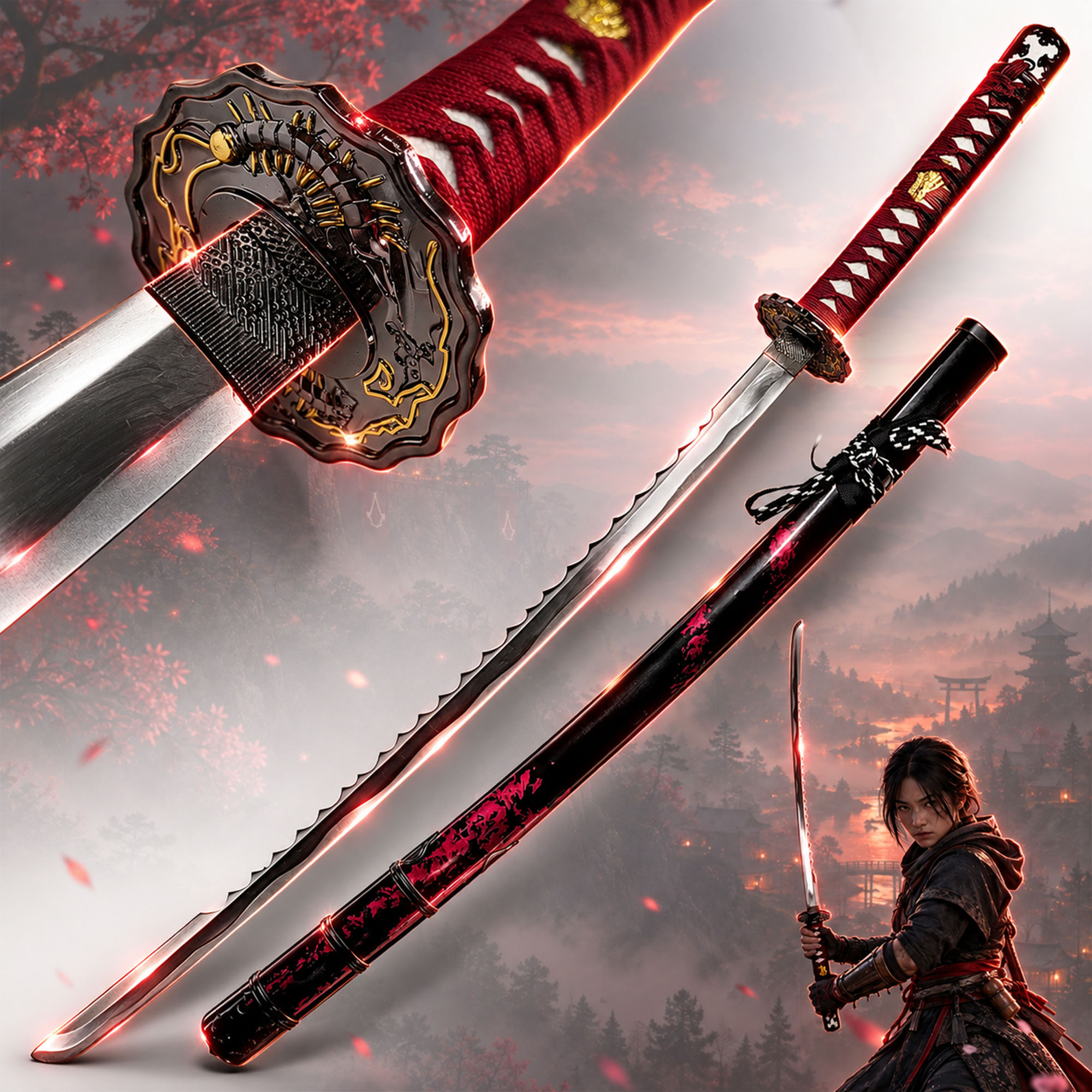 Assassins Creed Shadows Naoes Bloodshade Katana Schwert Replik Stahl 103 cm