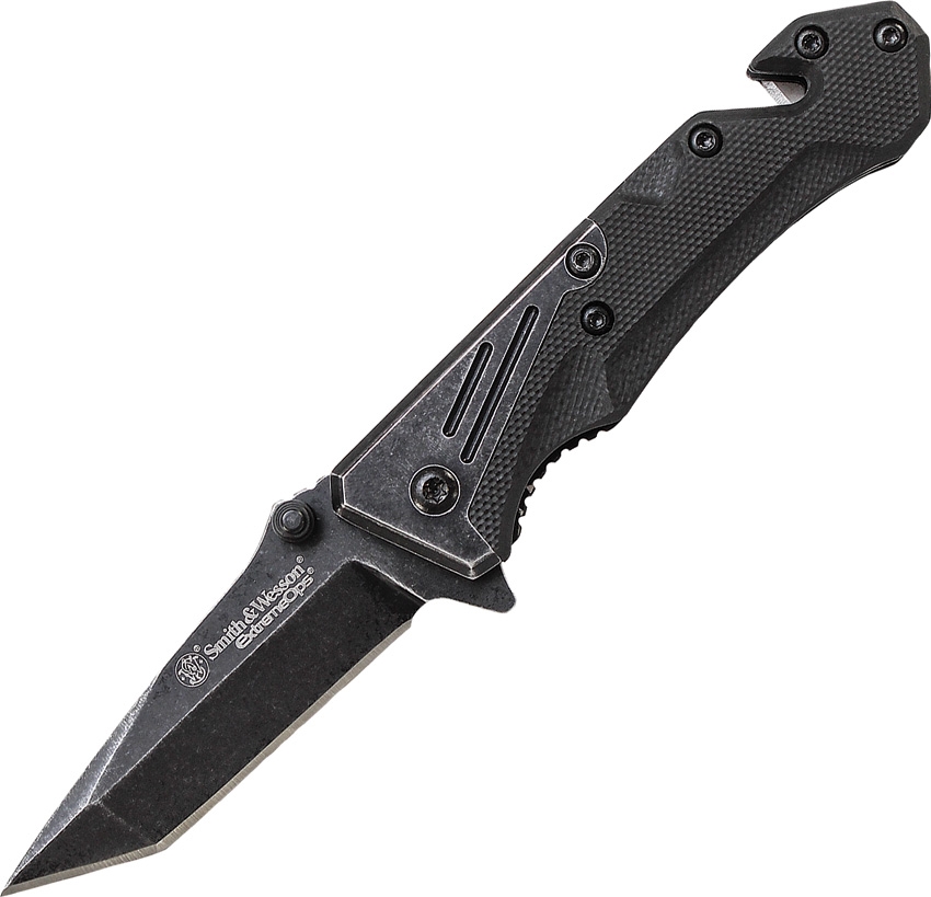 Extreme Ops Linerlock-Klappmesser, schwarze Tanto-Klinge